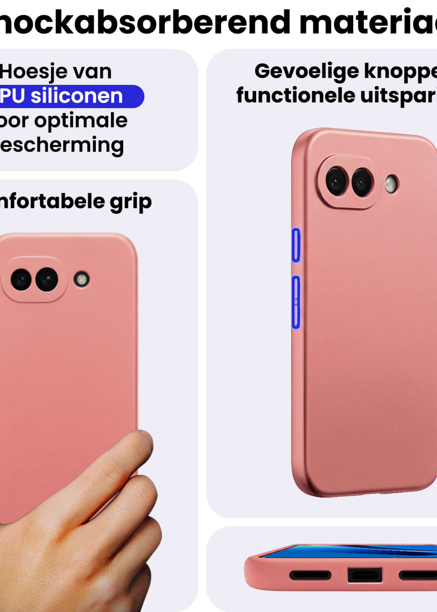 BTH BTH Google Pixel 10a Hoesje Siliconen - Lichtroze - 2 PACK