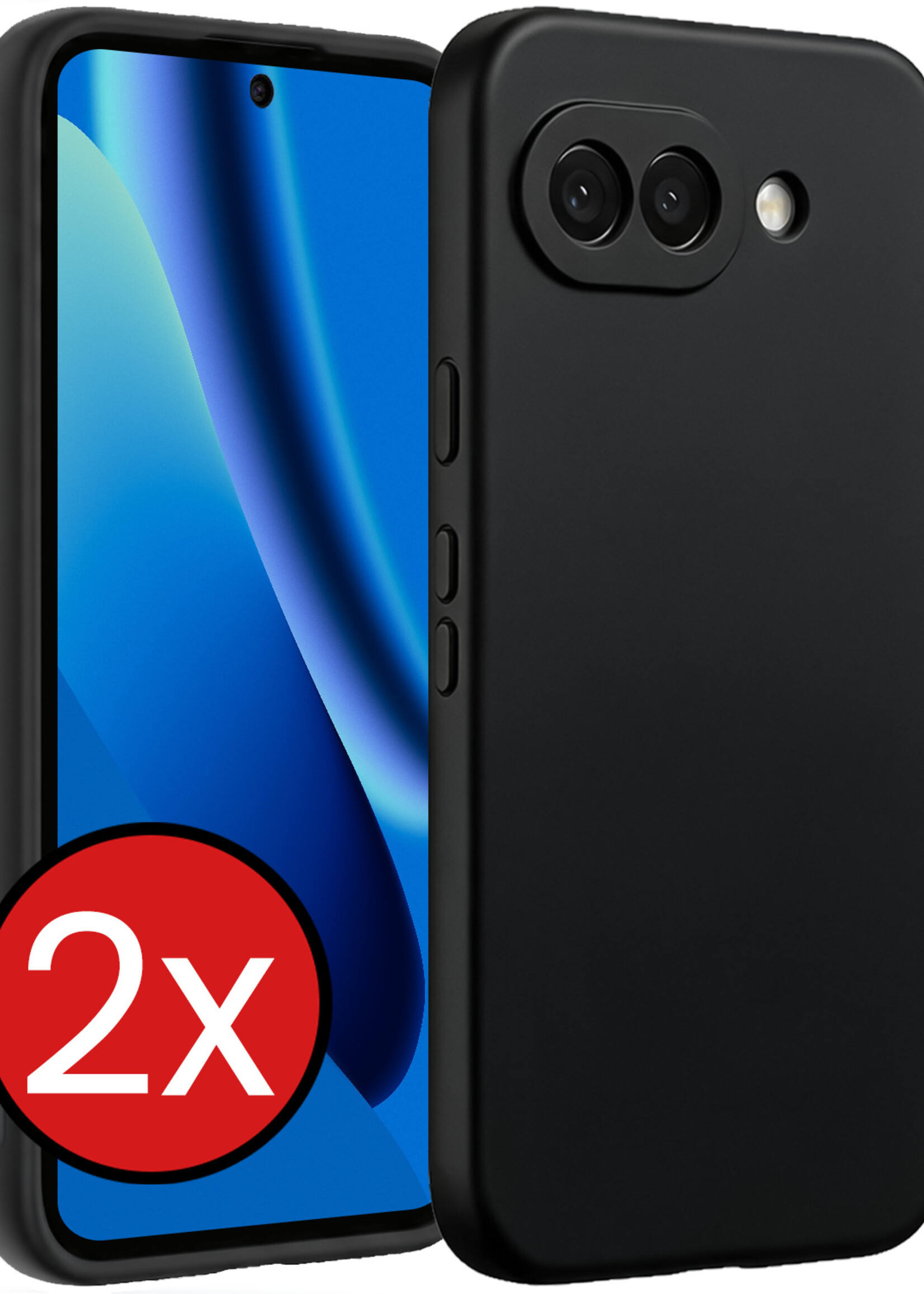 BTH BTH Google Pixel 10a Hoesje Siliconen - Zwart - 2 PACK