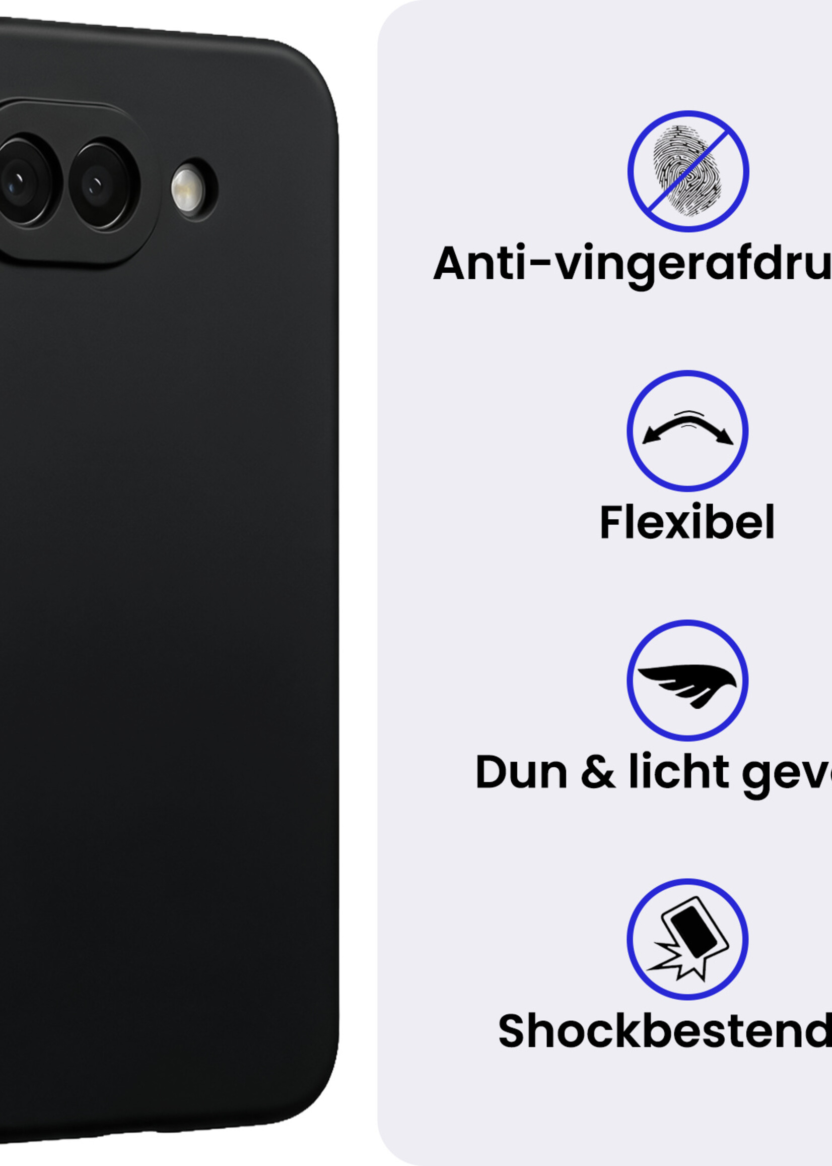 BTH BTH Google Pixel 10a Hoesje Siliconen - Zwart - 2 PACK