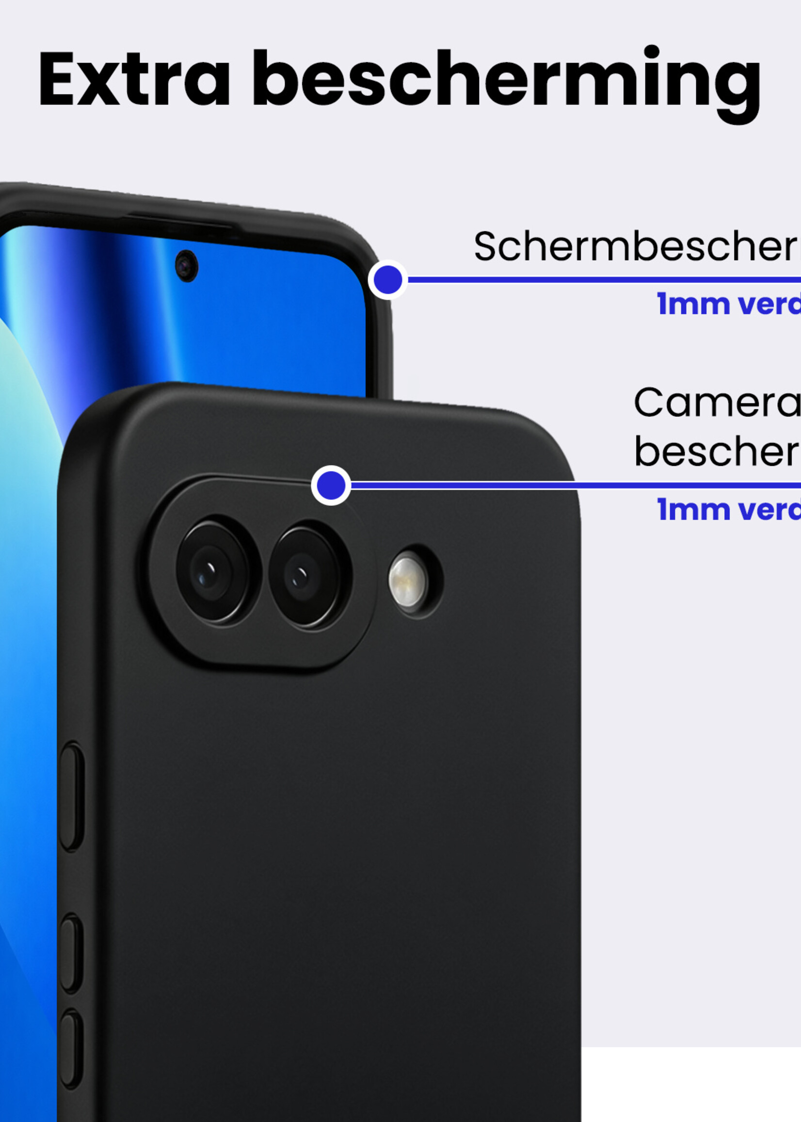 BTH BTH Google Pixel 10a Hoesje Siliconen - Zwart - 2 PACK