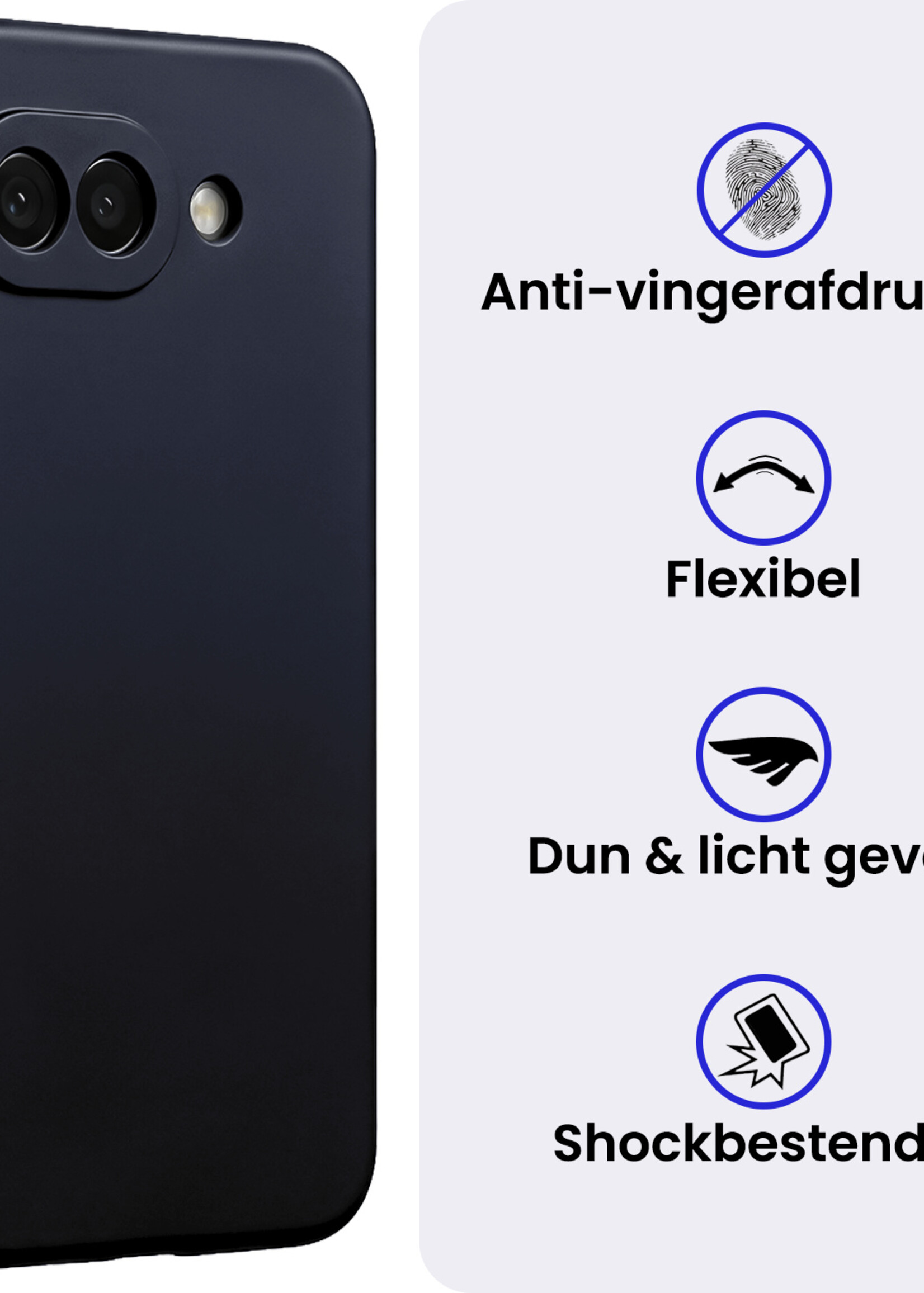 BTH BTH Google Pixel 10a Hoesje Siliconen Met Screenprotector - Donkerblauw