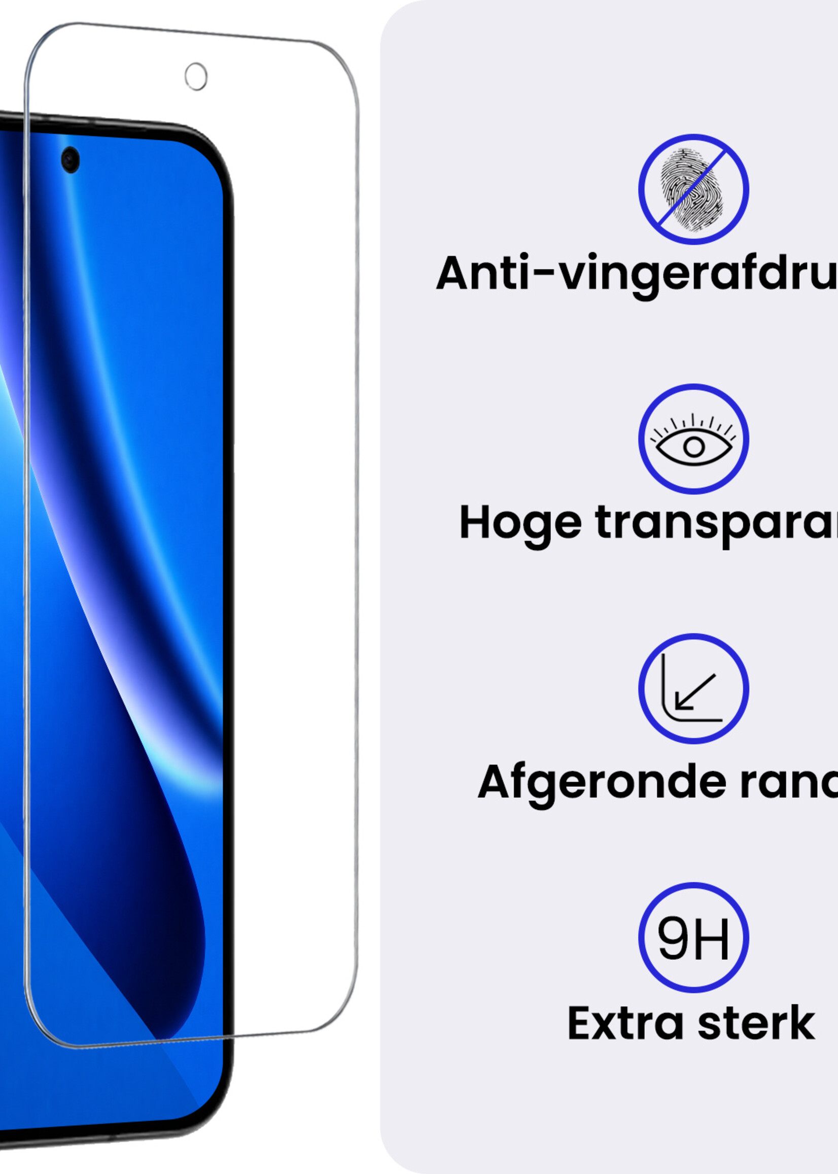 BTH BTH Google Pixel 10a Hoesje Siliconen Met Screenprotector - Donkerblauw
