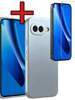 BTH BTH Google Pixel 10a Hoesje Siliconen Met Screenprotector - Lichtblauw