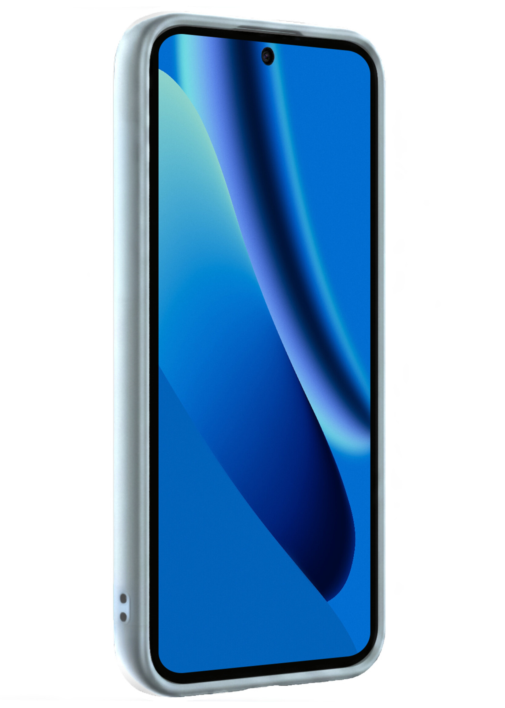 BTH BTH Google Pixel 10a Hoesje Siliconen Met Screenprotector - Lichtblauw