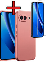 BTH BTH Google Pixel 10a Hoesje Siliconen Met Screenprotector - Lichtroze