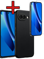 BTH BTH Google Pixel 10a Hoesje Siliconen Met Screenprotector - Zwart