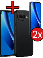 BTH BTH Google Pixel 10a Hoesje Siliconen Met 2x Screenprotector - Zwart