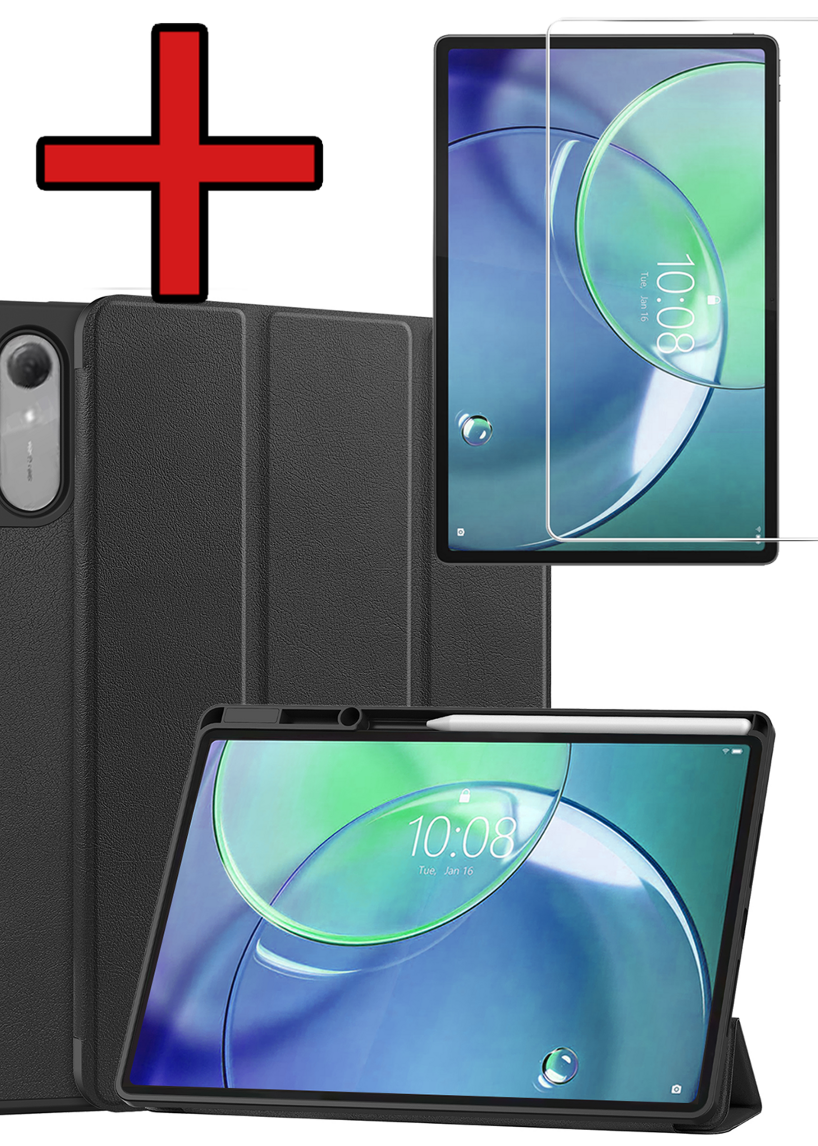 BTH BTH Lenovo Idea Tab Pro Gen 2 Hoesje Met Uitsparing Lenovo Pen Met Screenprotector - Zwart