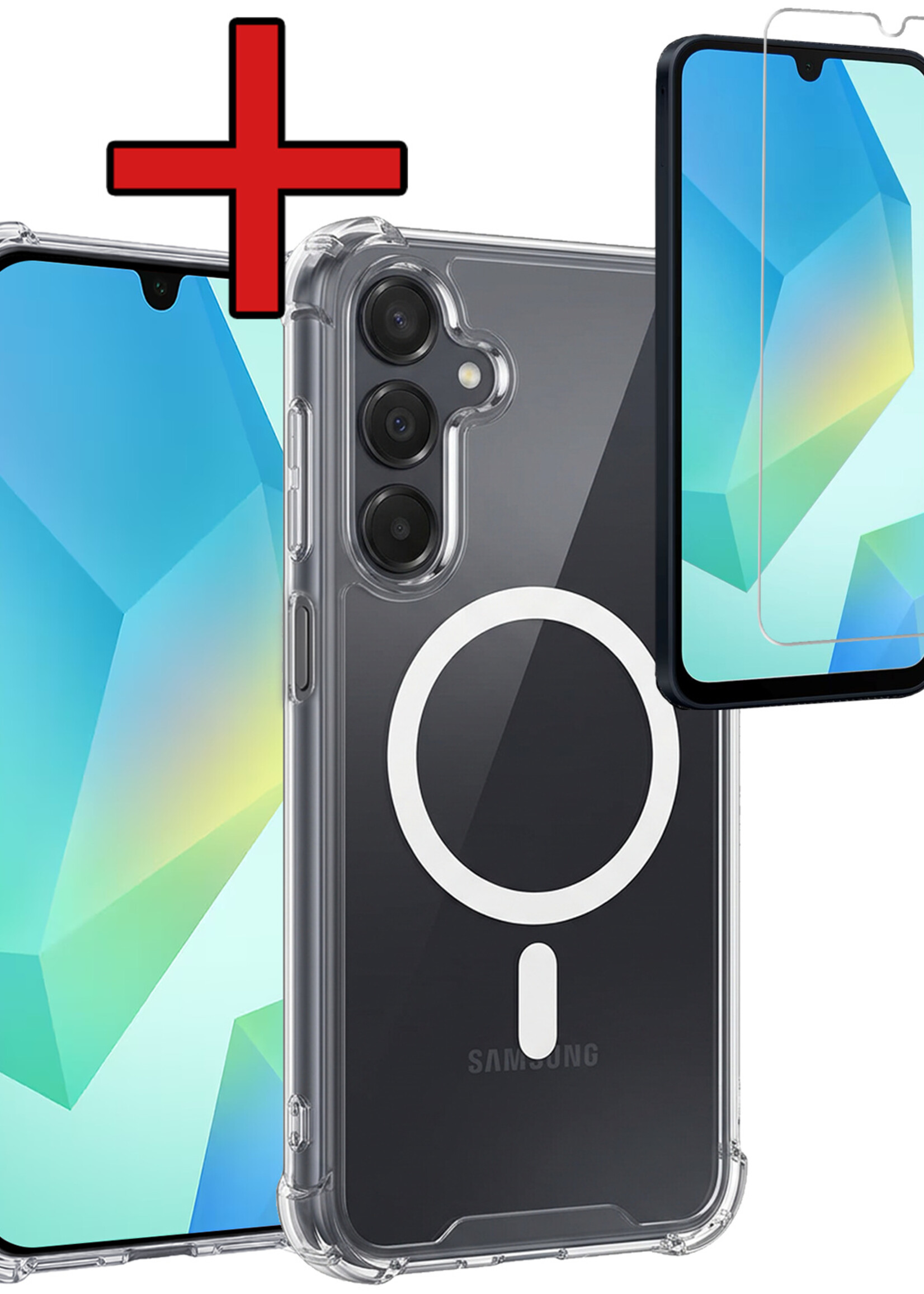 BTH BTH Samsung Galaxy A16 Magsafe Hoesje Transparant Met Screenprotector