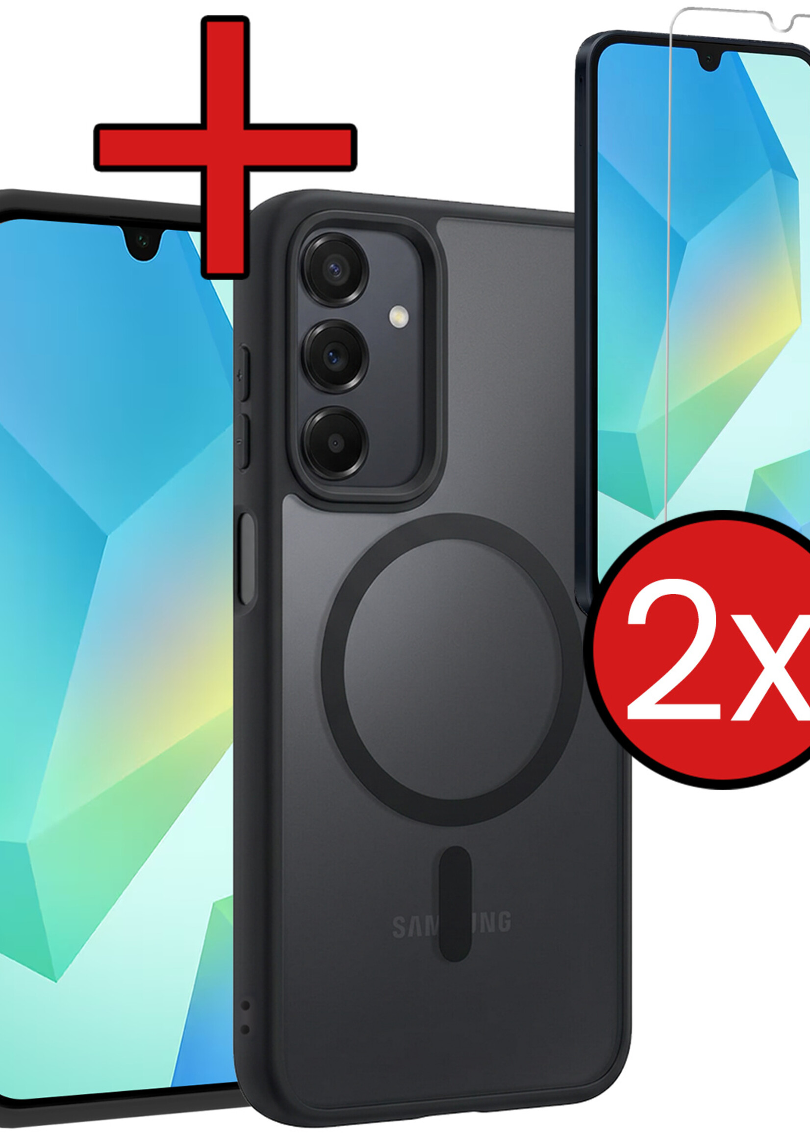 BTH BTH Samsung Galaxy A16 Magsafe Hoesje Zwart Met 2x Screenprotector