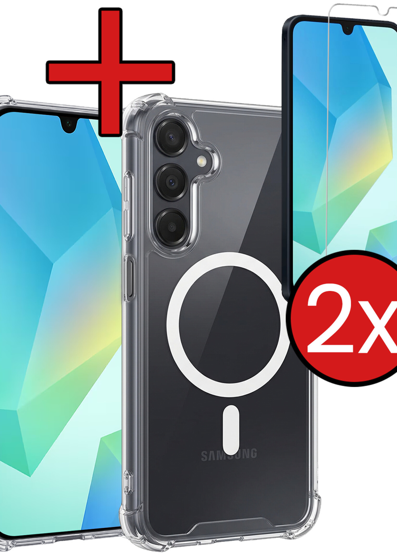 BTH BTH Samsung Galaxy A16 Magsafe Hoesje Transparant Met 2x Screenprotector