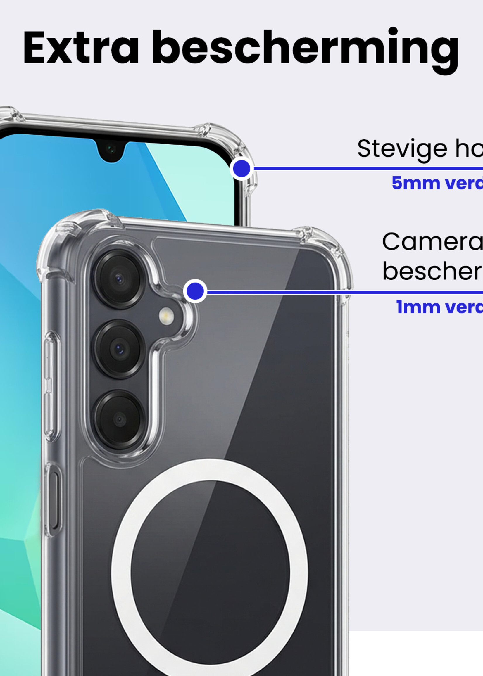 BTH BTH Samsung Galaxy A16 Magsafe Hoesje Transparant Met 2x Screenprotector