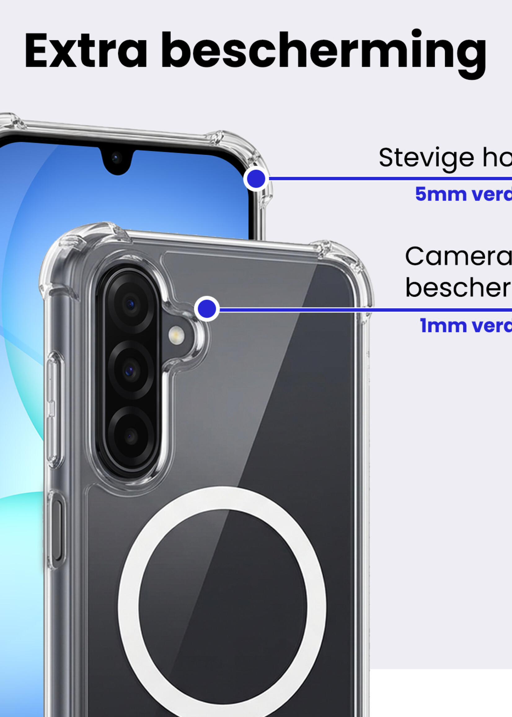 BTH BTH Samsung Galaxy A17 Magsafe Hoesje Transparant Met 2x Screenprotector