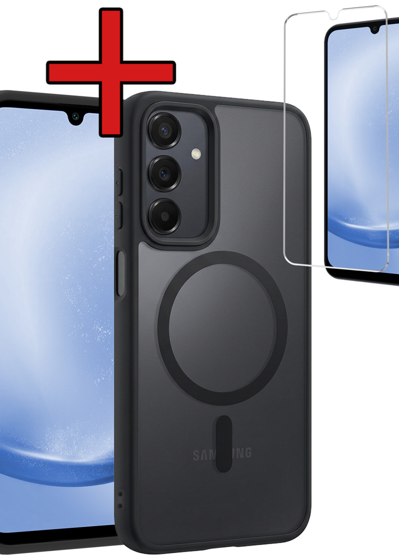 BTH BTH Samsung Galaxy A25 Magsafe Hoesje Zwart Met Screenprotector