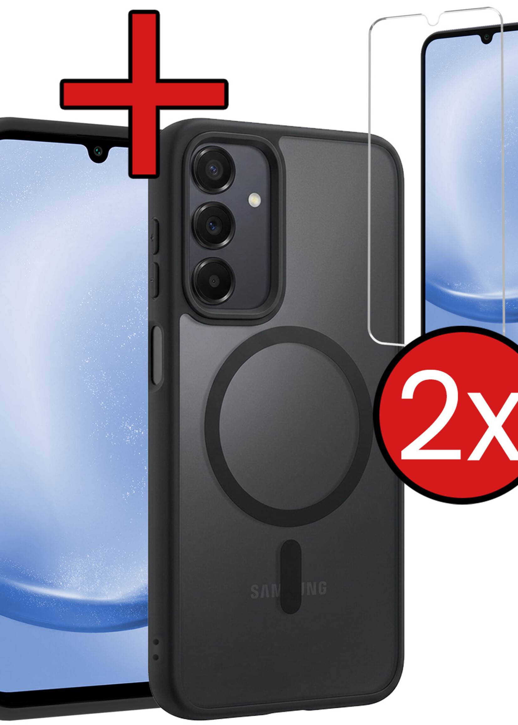 BTH BTH Samsung Galaxy A25 Magsafe Hoesje Zwart Met 2x Screenprotector