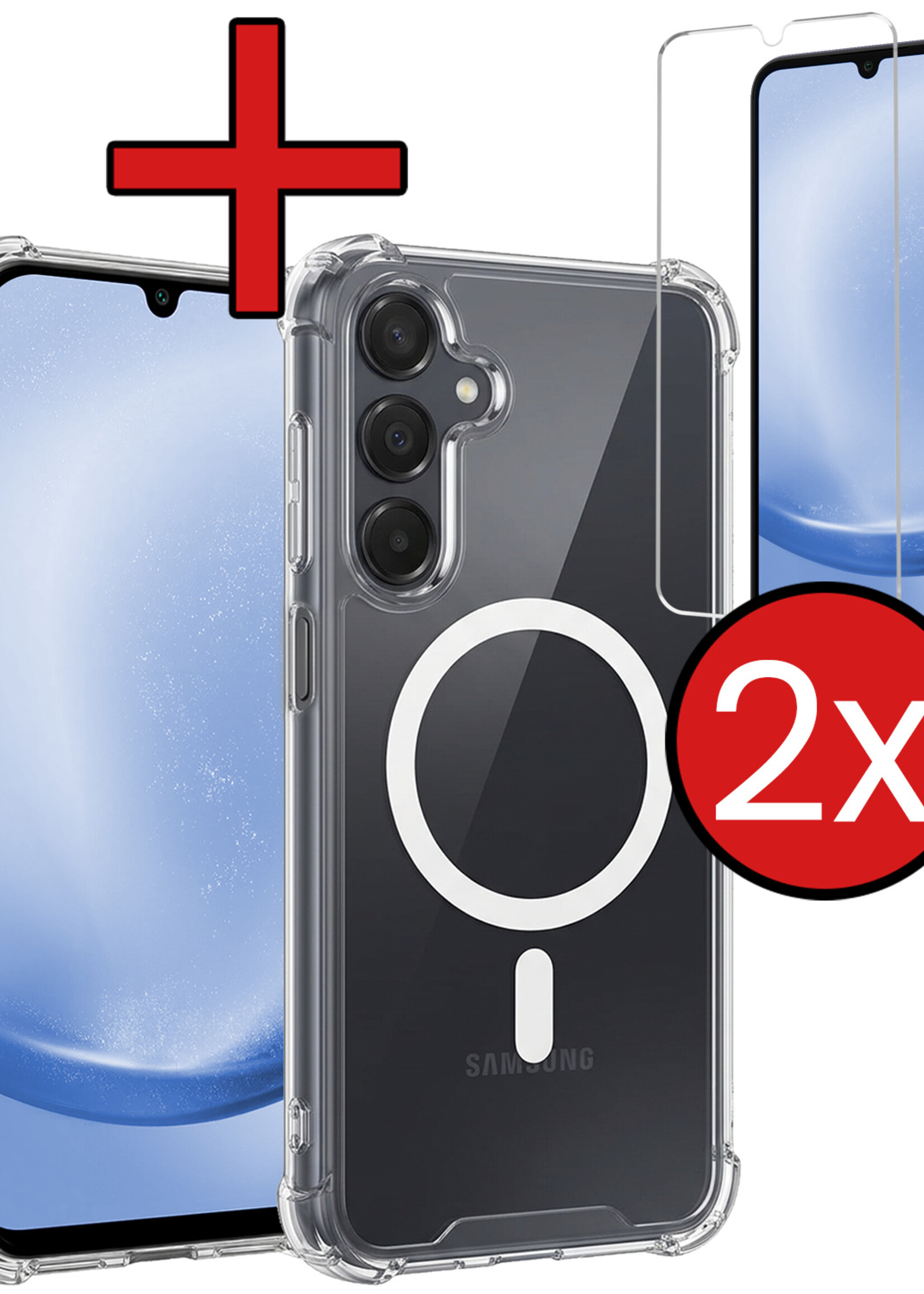 BTH BTH Samsung Galaxy A25 Magsafe Hoesje Transparant Met 2x Screenprotector