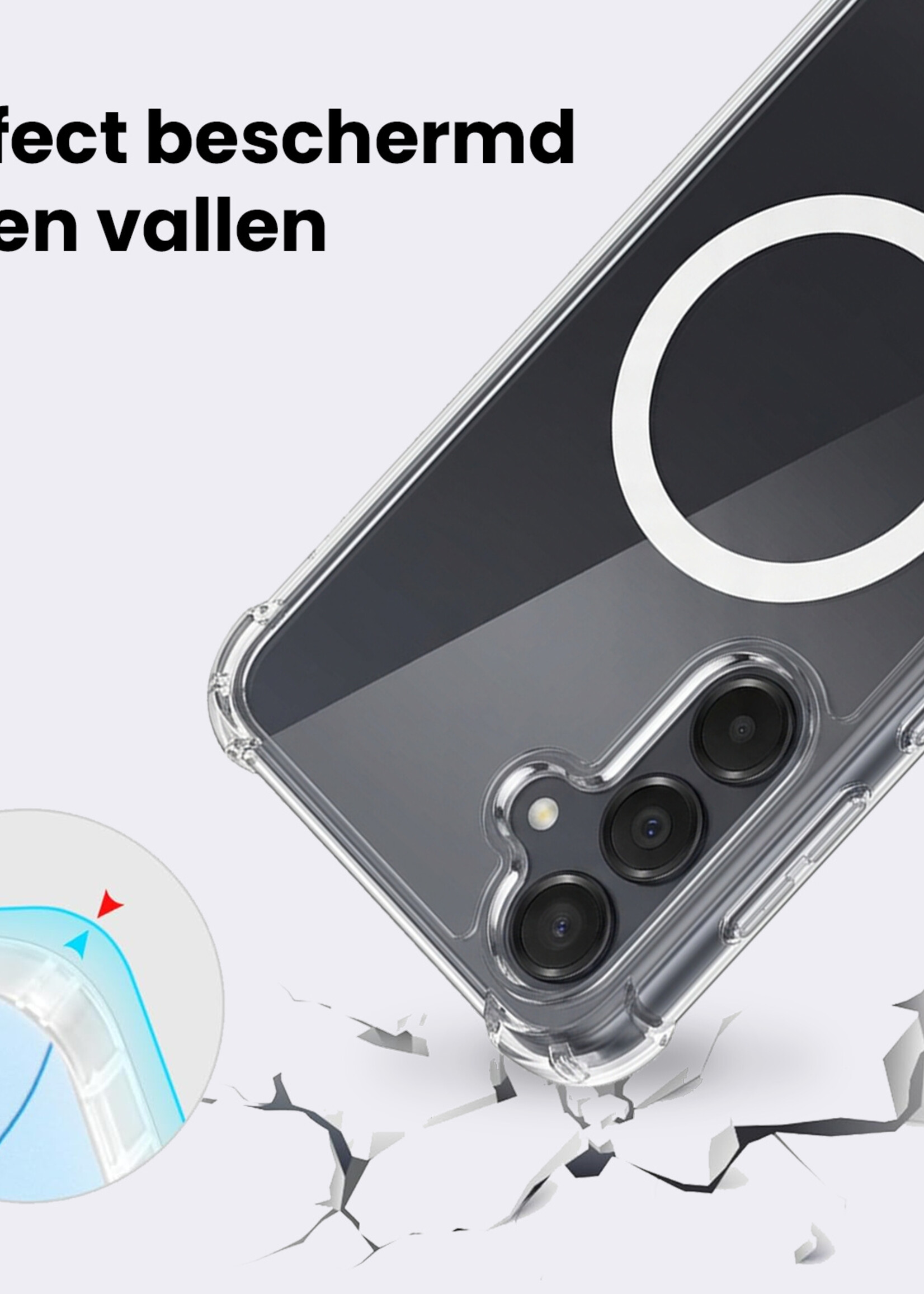 BTH BTH Samsung Galaxy A35 Magsafe Hoesje Transparant Met Screenprotector