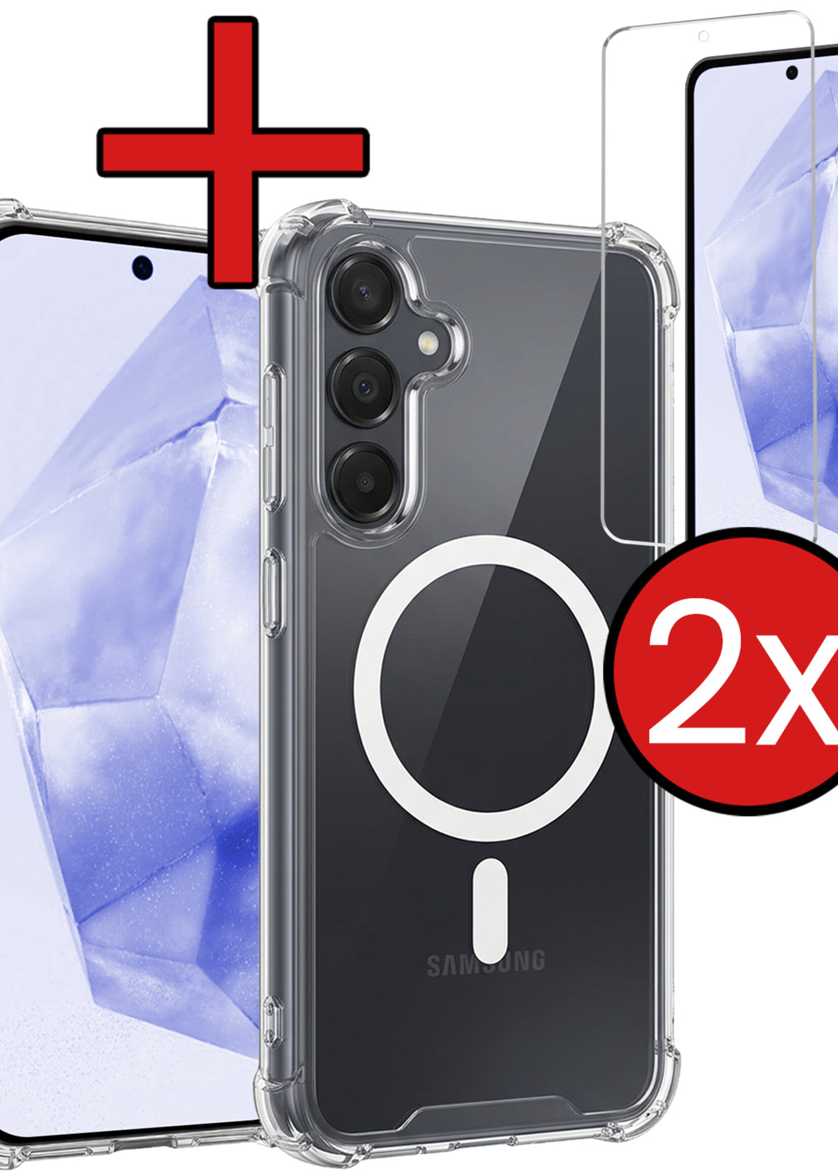 BTH BTH Samsung Galaxy A35 Magsafe Hoesje Transparant Met 2x Screenprotector
