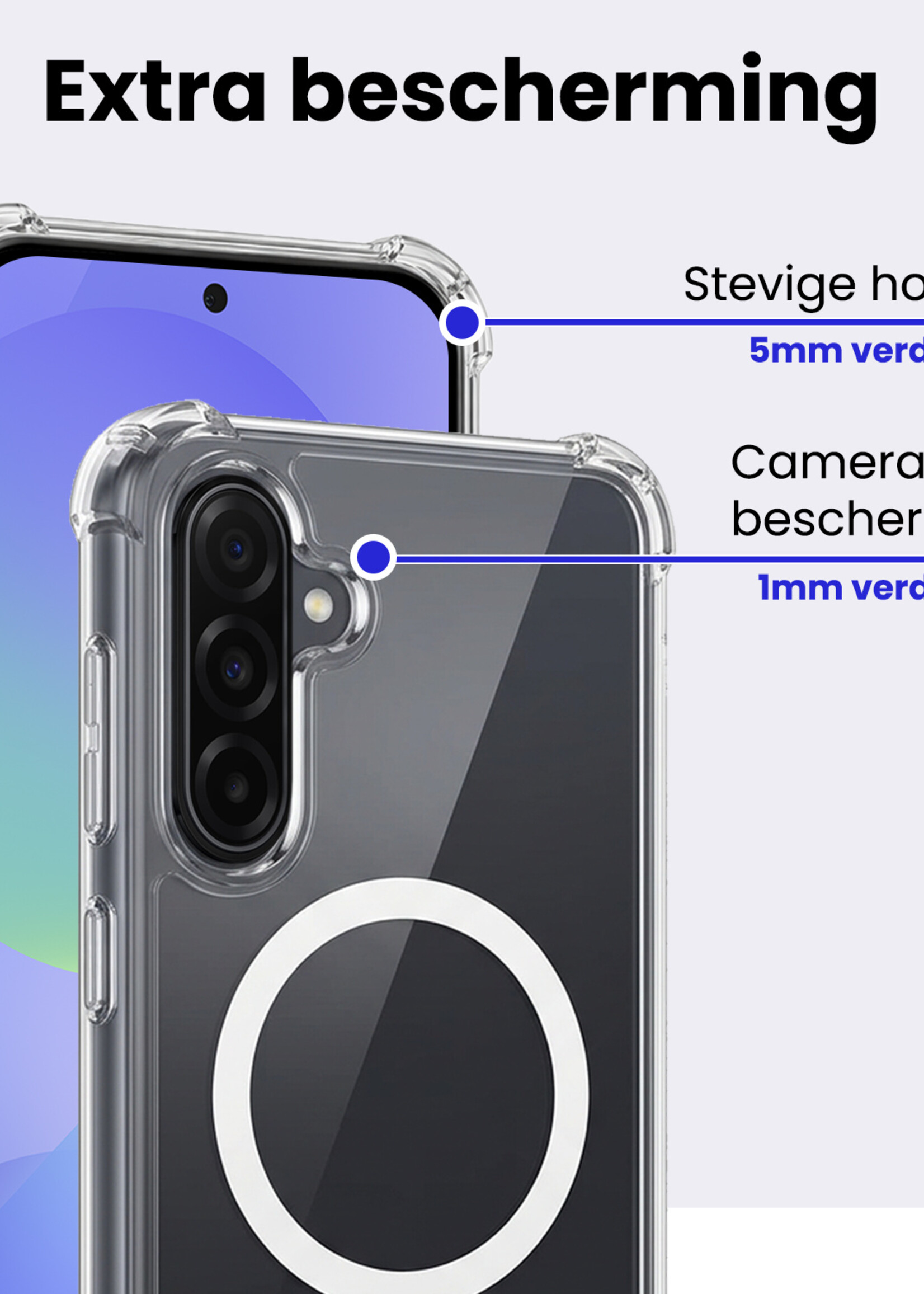 BTH BTH Samsung Galaxy A36 Magsafe Hoesje Transparant Met Screenprotector