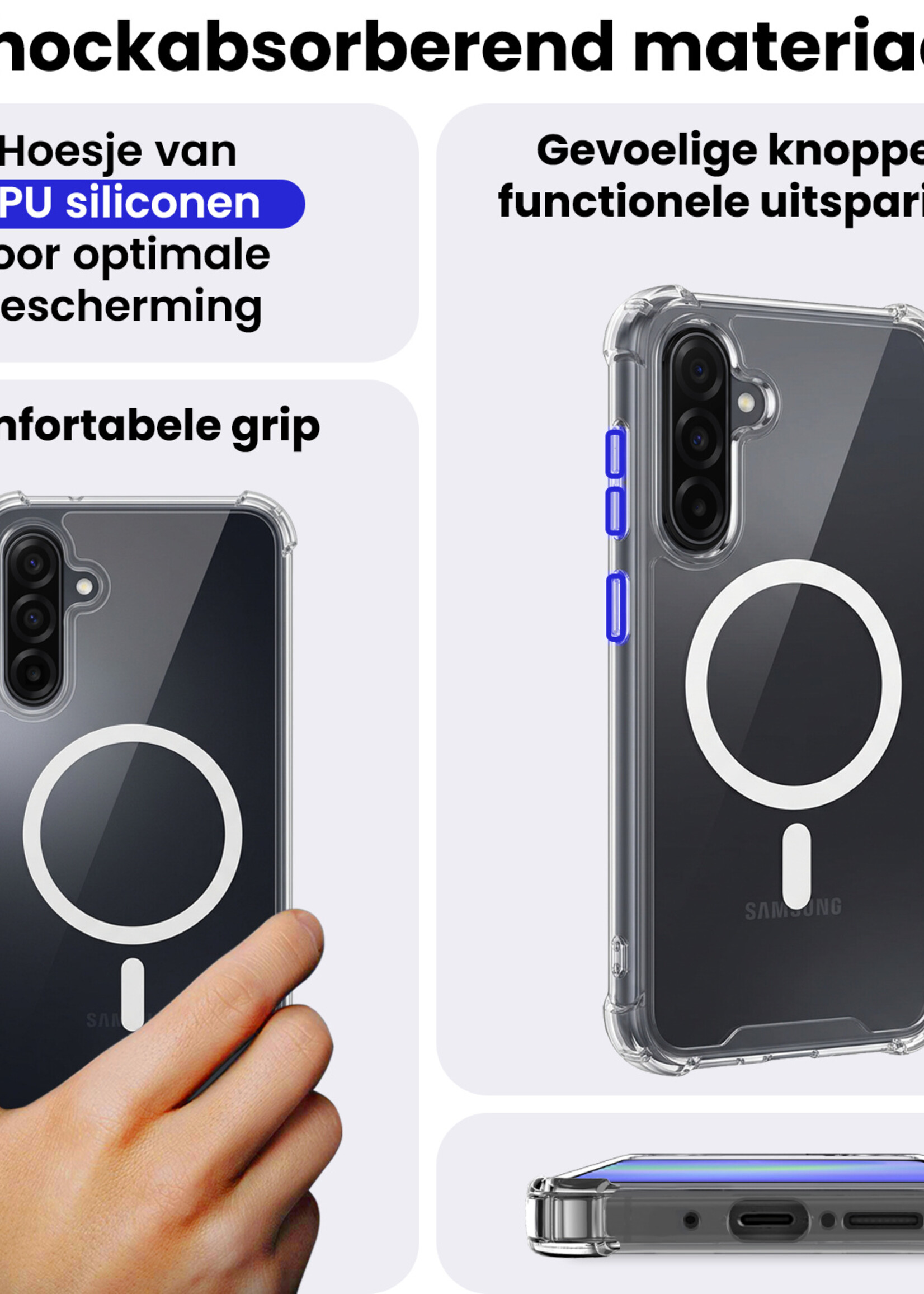 BTH BTH Samsung Galaxy A36 Magsafe Hoesje Transparant Met Screenprotector