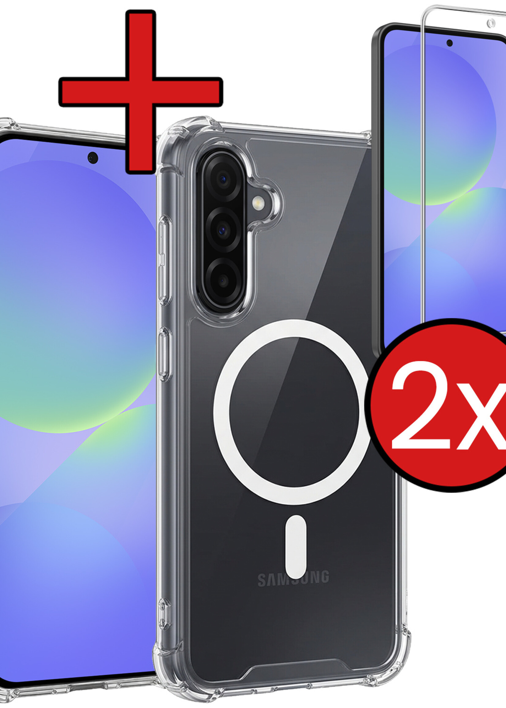BTH BTH Samsung Galaxy A36 Magsafe Hoesje Transparant Met 2x Screenprotector