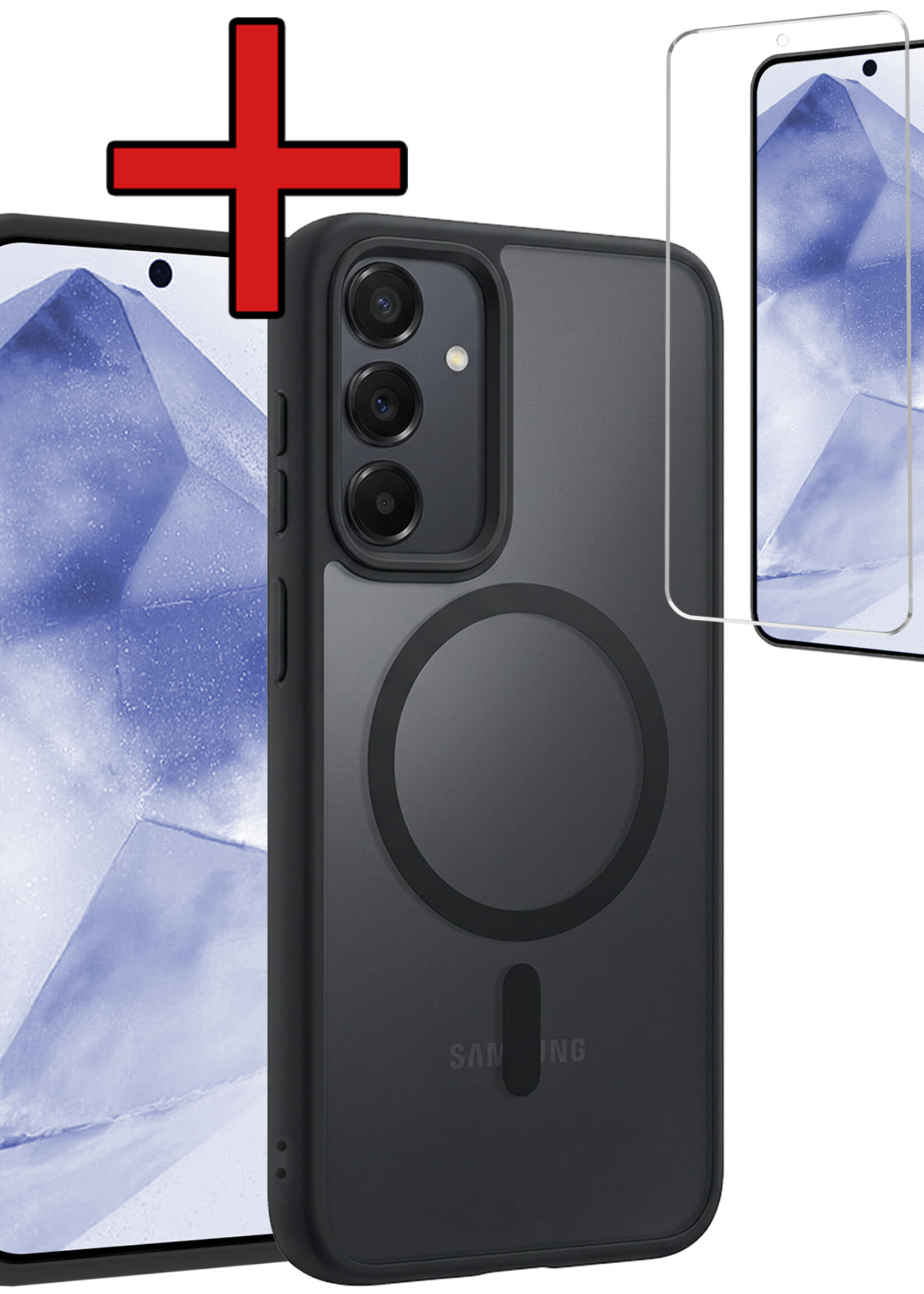BTH BTH Samsung Galaxy A55 Magsafe Hoesje Zwart Met Screenprotector