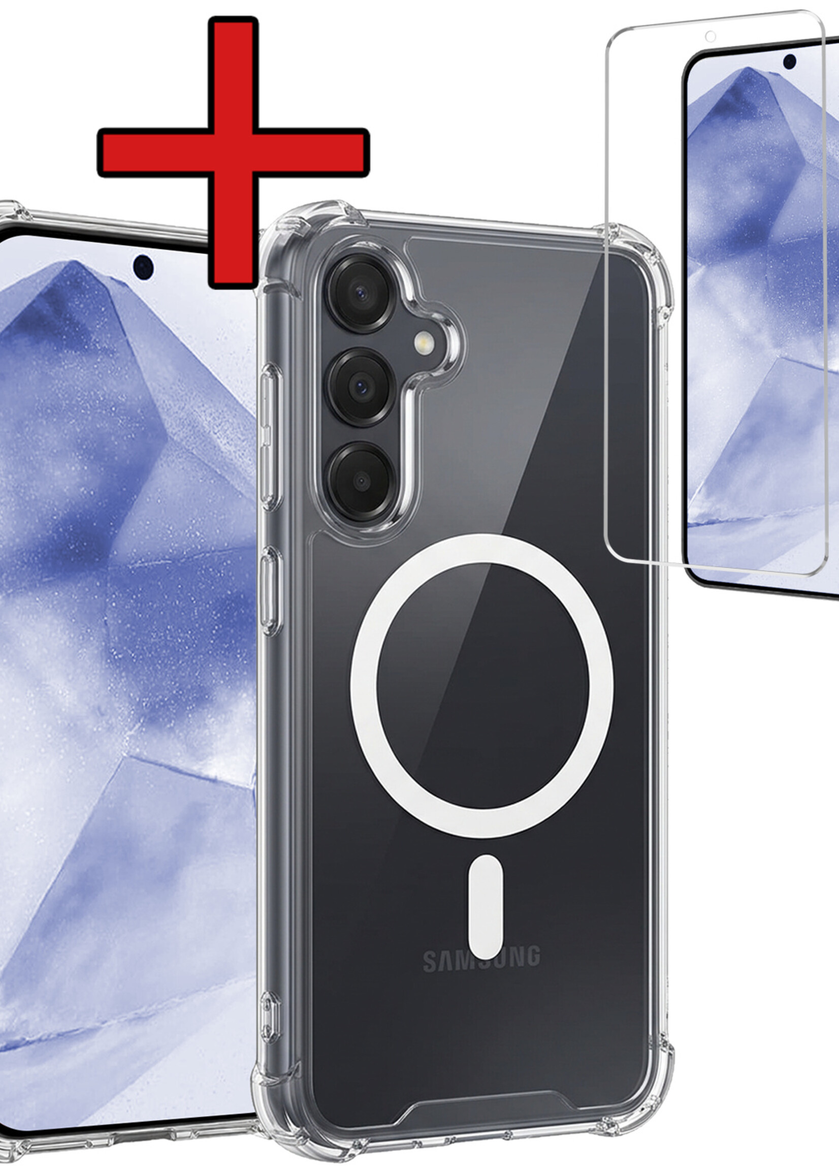 BTH BTH Samsung Galaxy A55 Magsafe Hoesje Transparant Met Screenprotector