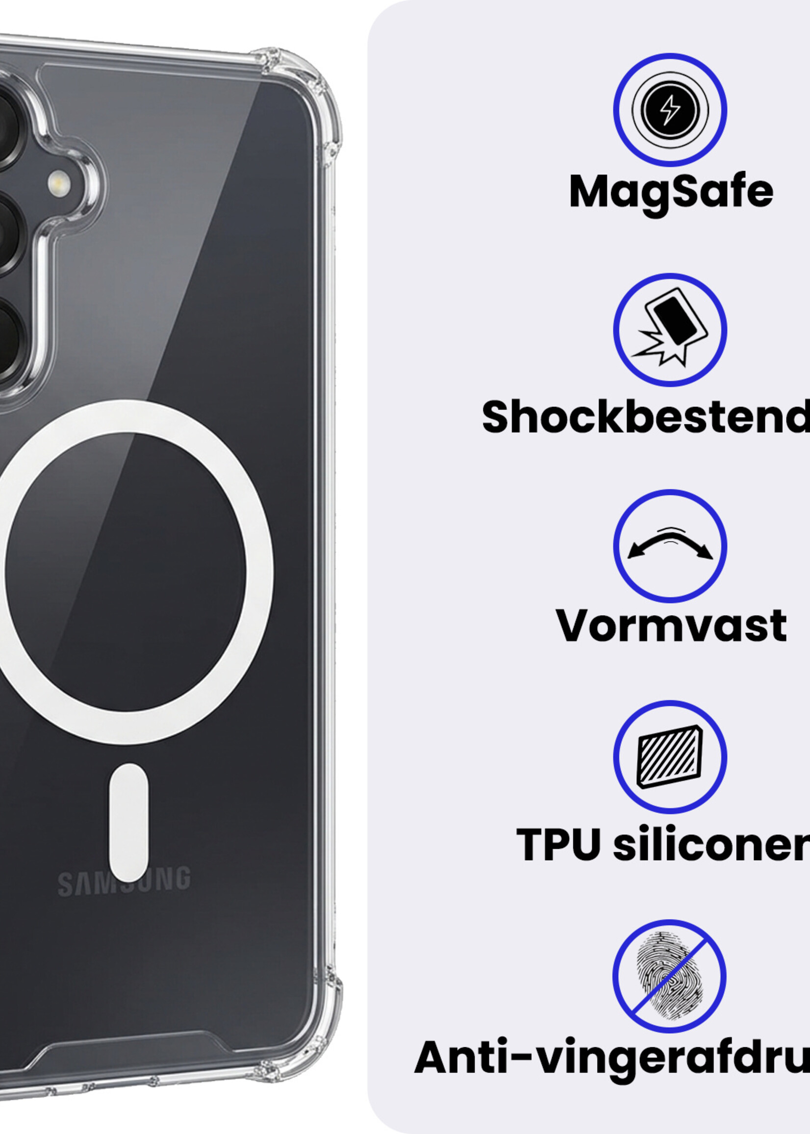 BTH BTH Samsung Galaxy A55 Magsafe Hoesje Transparant Met Screenprotector