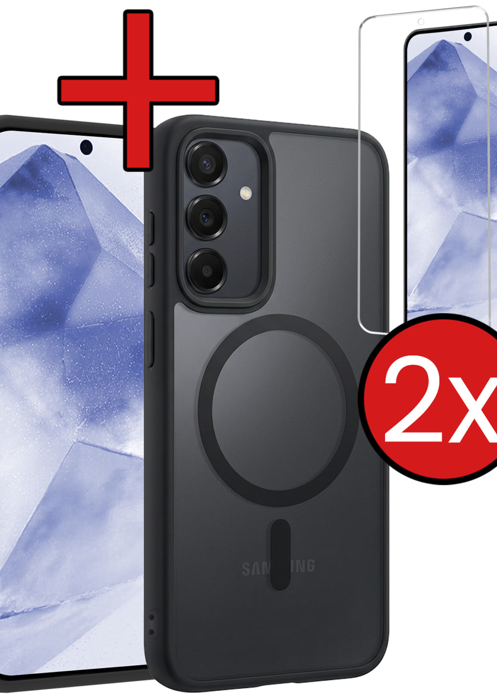 BTH BTH Samsung Galaxy A55 Magsafe Hoesje Zwart Met 2x Screenprotector