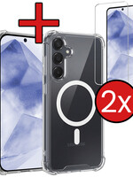 BTH BTH Samsung Galaxy A55 Magsafe Hoesje Transparant Met 2x Screenprotector