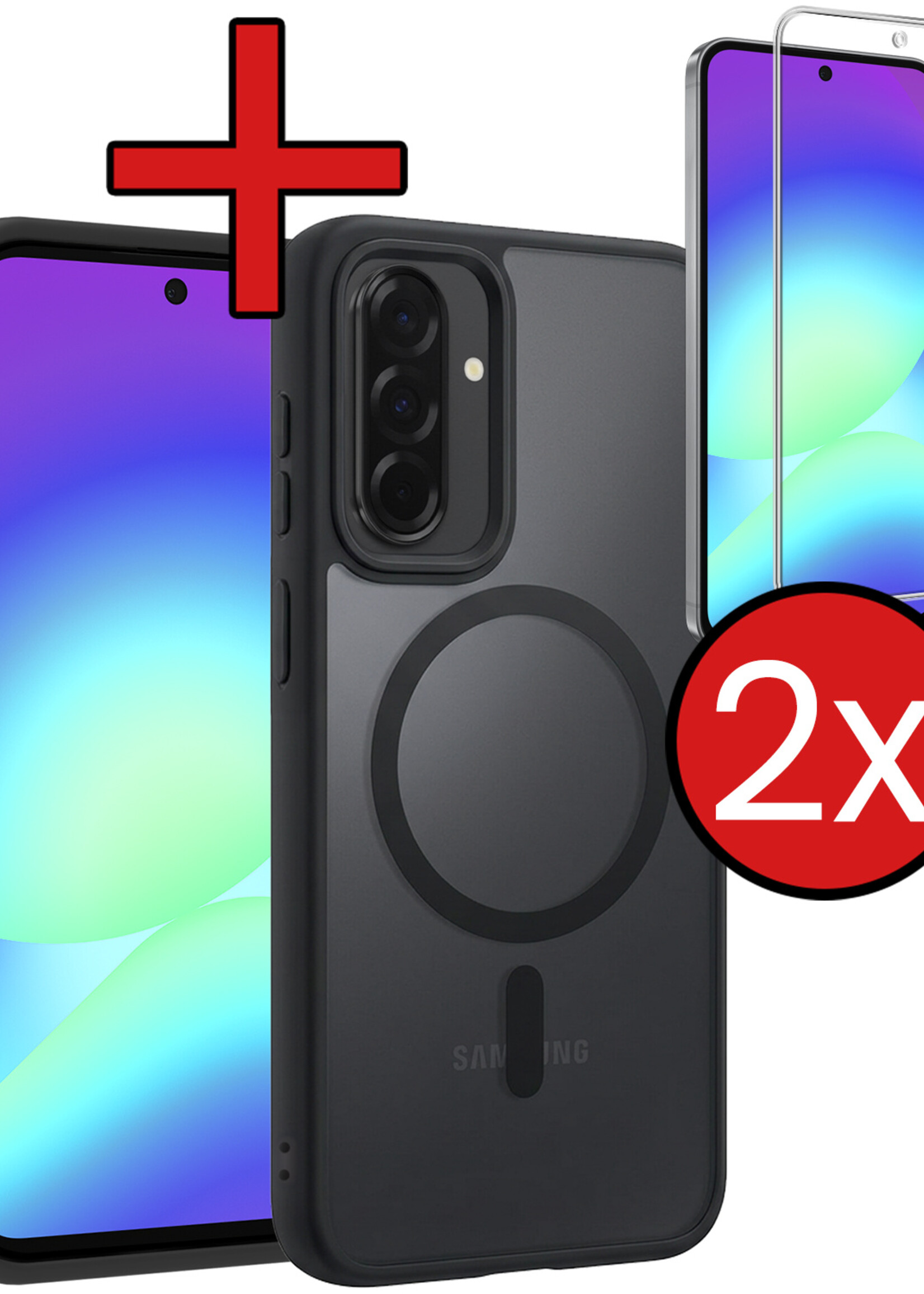 BTH BTH Samsung Galaxy A56 Magsafe Hoesje Zwart Met 2x Screenprotector