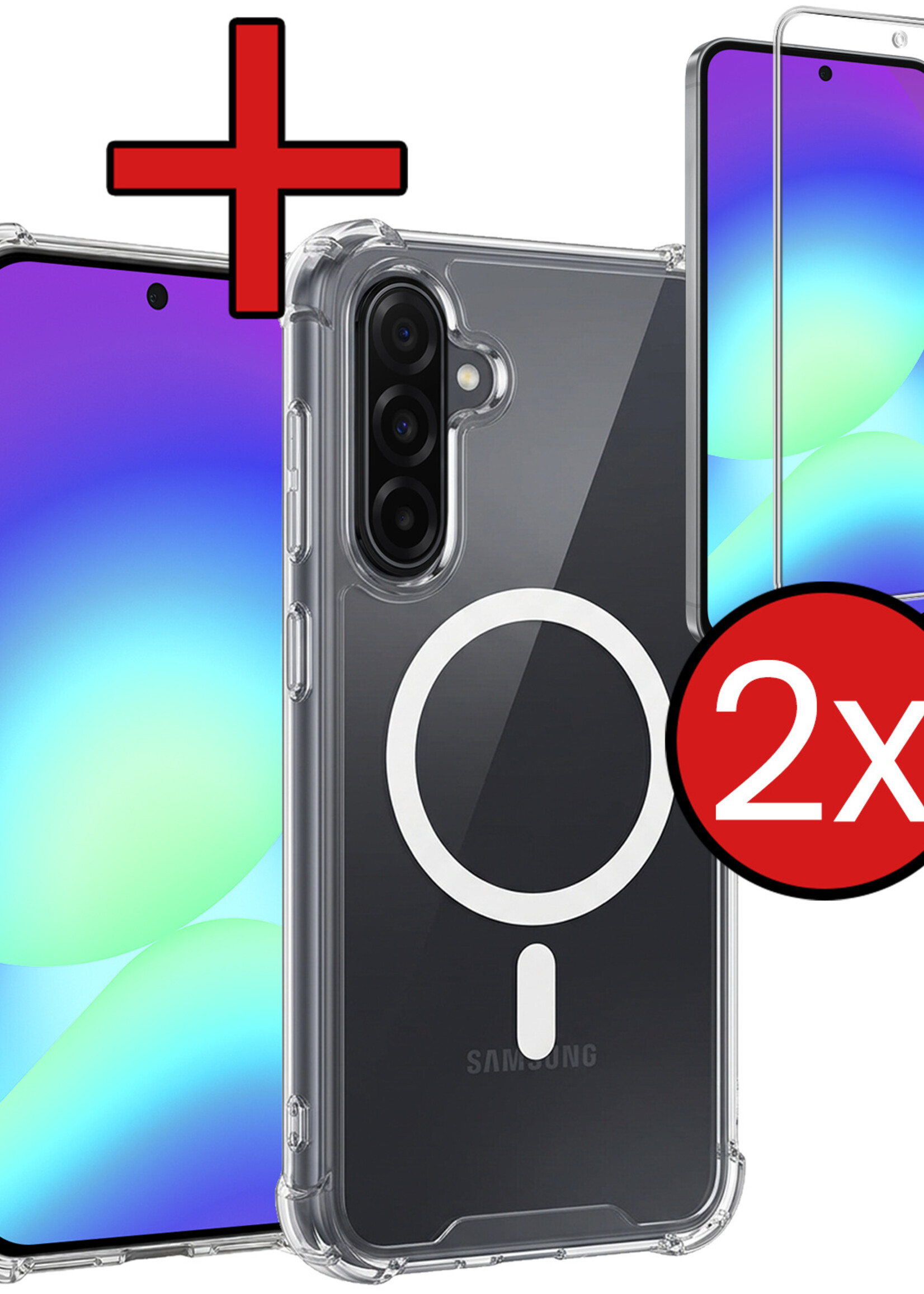 BTH BTH Samsung Galaxy A56 Magsafe Hoesje Transparant Met 2x Screenprotector