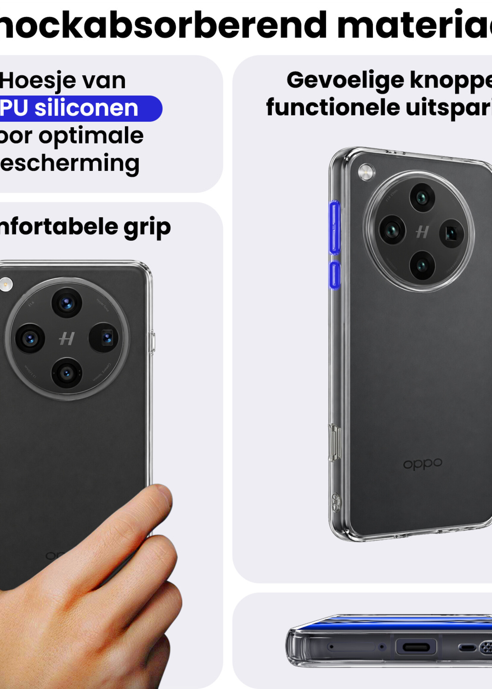 BTH BTH OPPO Find X8 Pro Hoesje Siliconen Met Screenprotector - Transparant