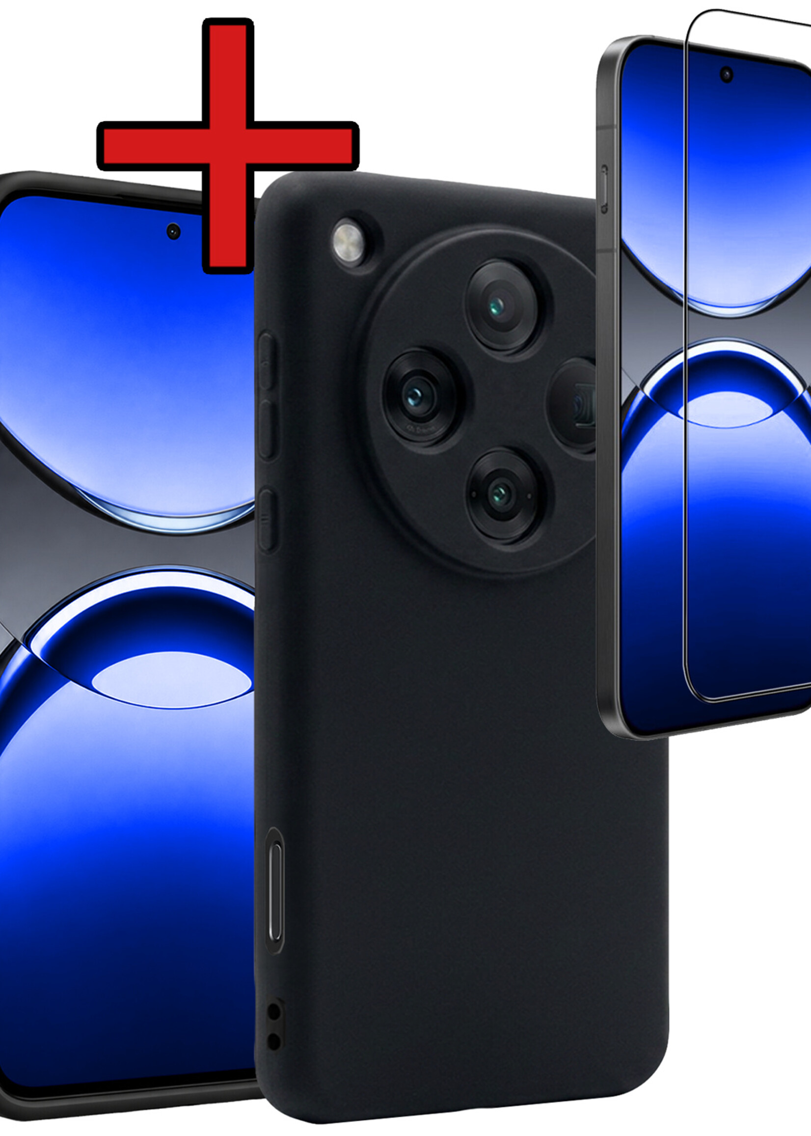 BTH BTH OPPO Find X8 Pro Hoesje Siliconen Met Screenprotector - Zwart