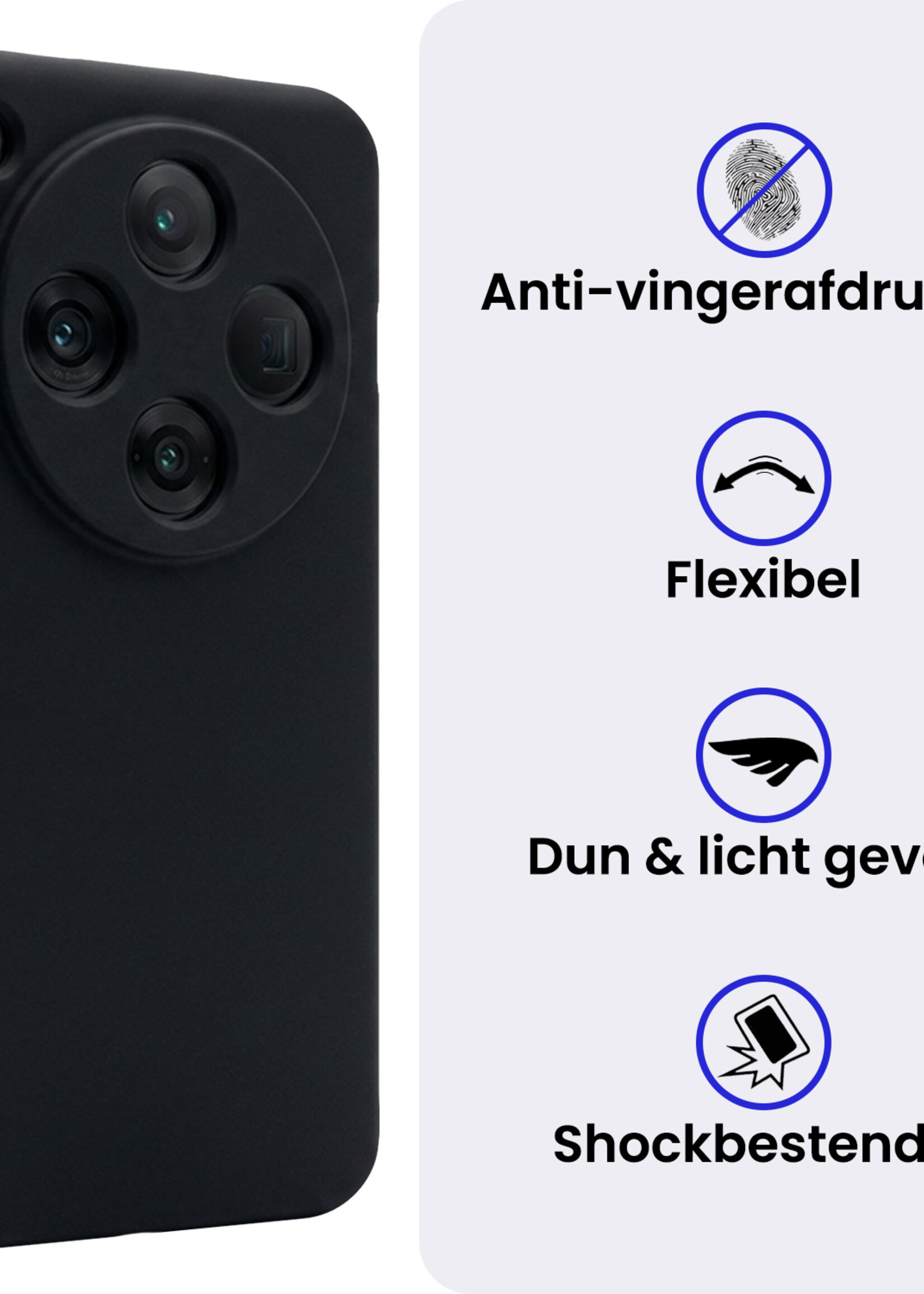 BTH BTH OPPO Find X8 Pro Hoesje Siliconen Met Screenprotector - Zwart