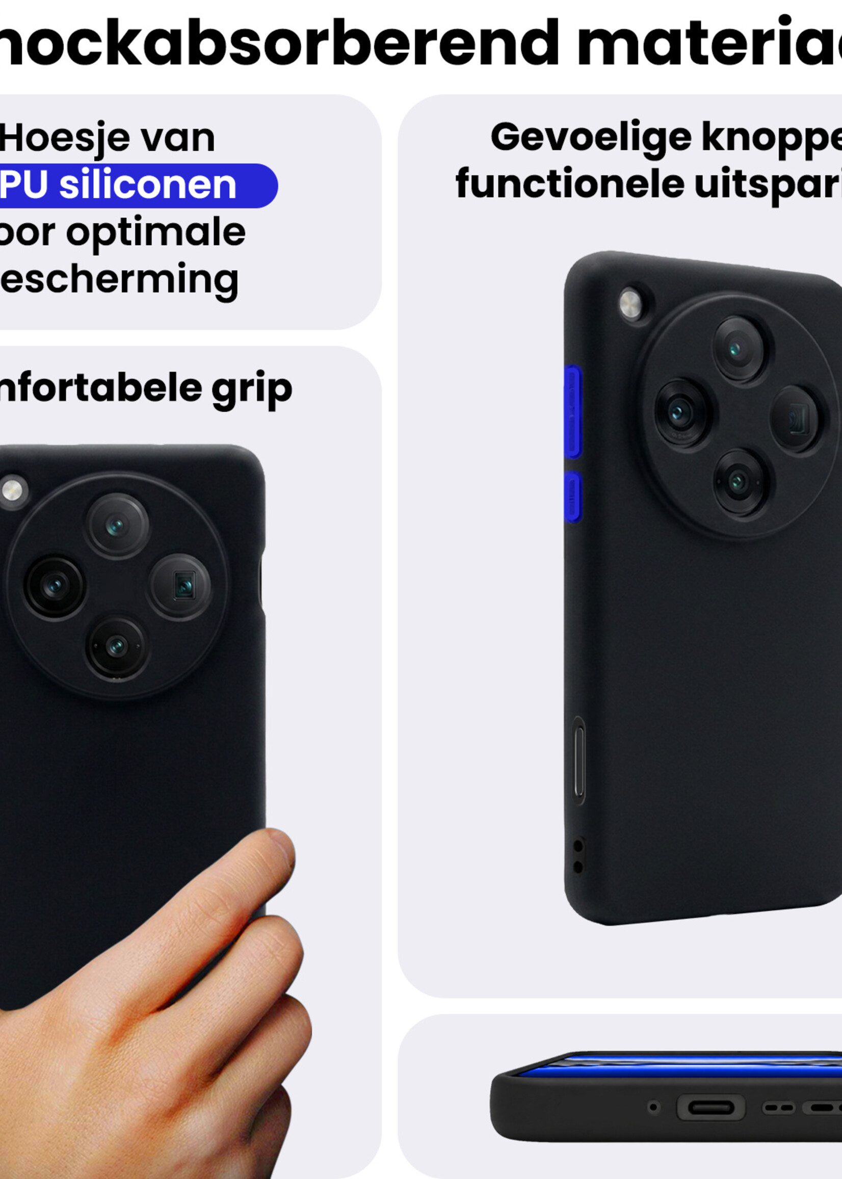 BTH BTH OPPO Find X8 Pro Hoesje Siliconen Met Screenprotector - Zwart