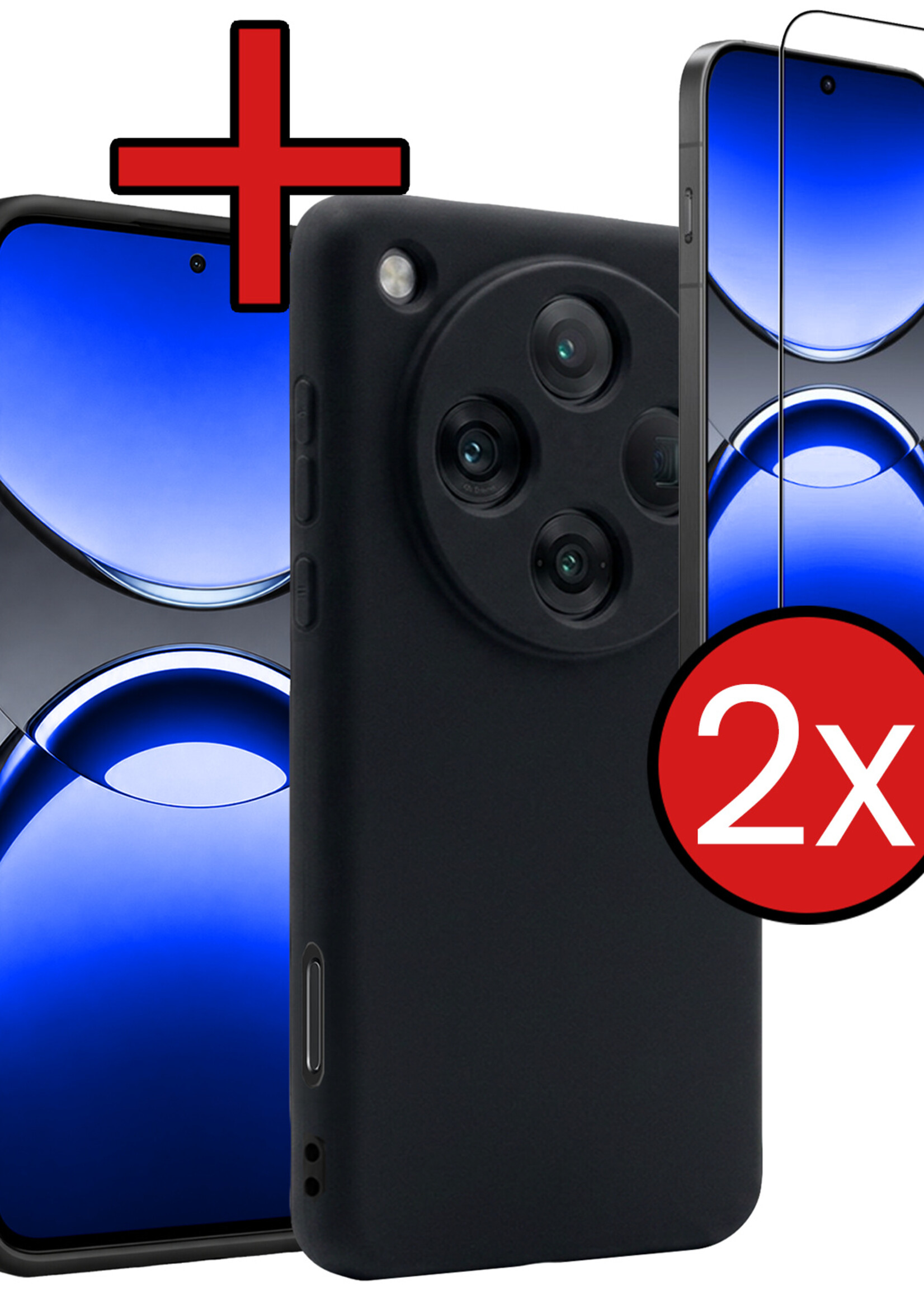 BTH BTH OPPO Find X8 Pro Hoesje Siliconen Met 2x Screenprotector - Zwart