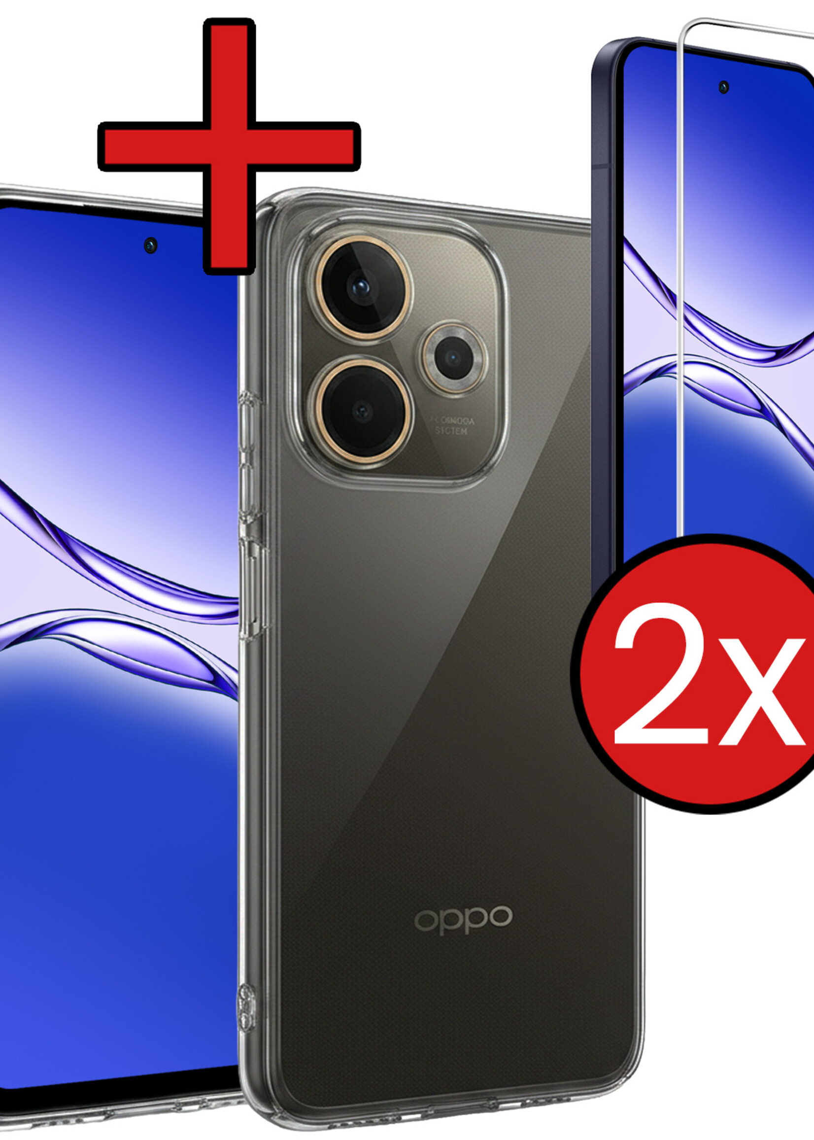 BTH BTH OPPO A5 Pro Hoesje Siliconen Met 2x Screenprotector - Transparant