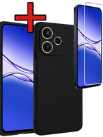 BTH BTH OPPO A5 Pro Hoesje Siliconen Met Screenprotector - Zwart