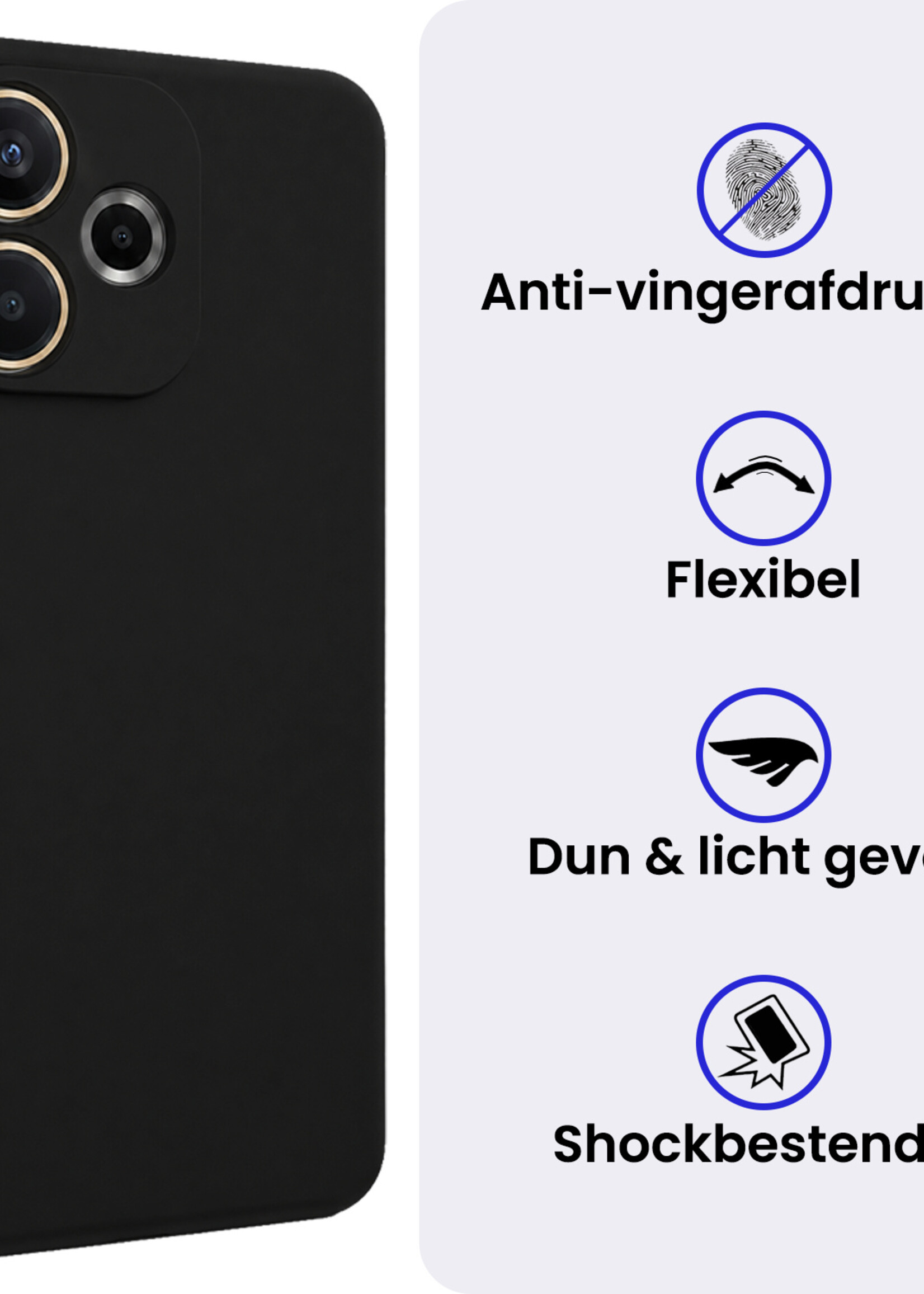 BTH BTH OPPO A5 Pro Hoesje Siliconen Met 2x Screenprotector - Zwart