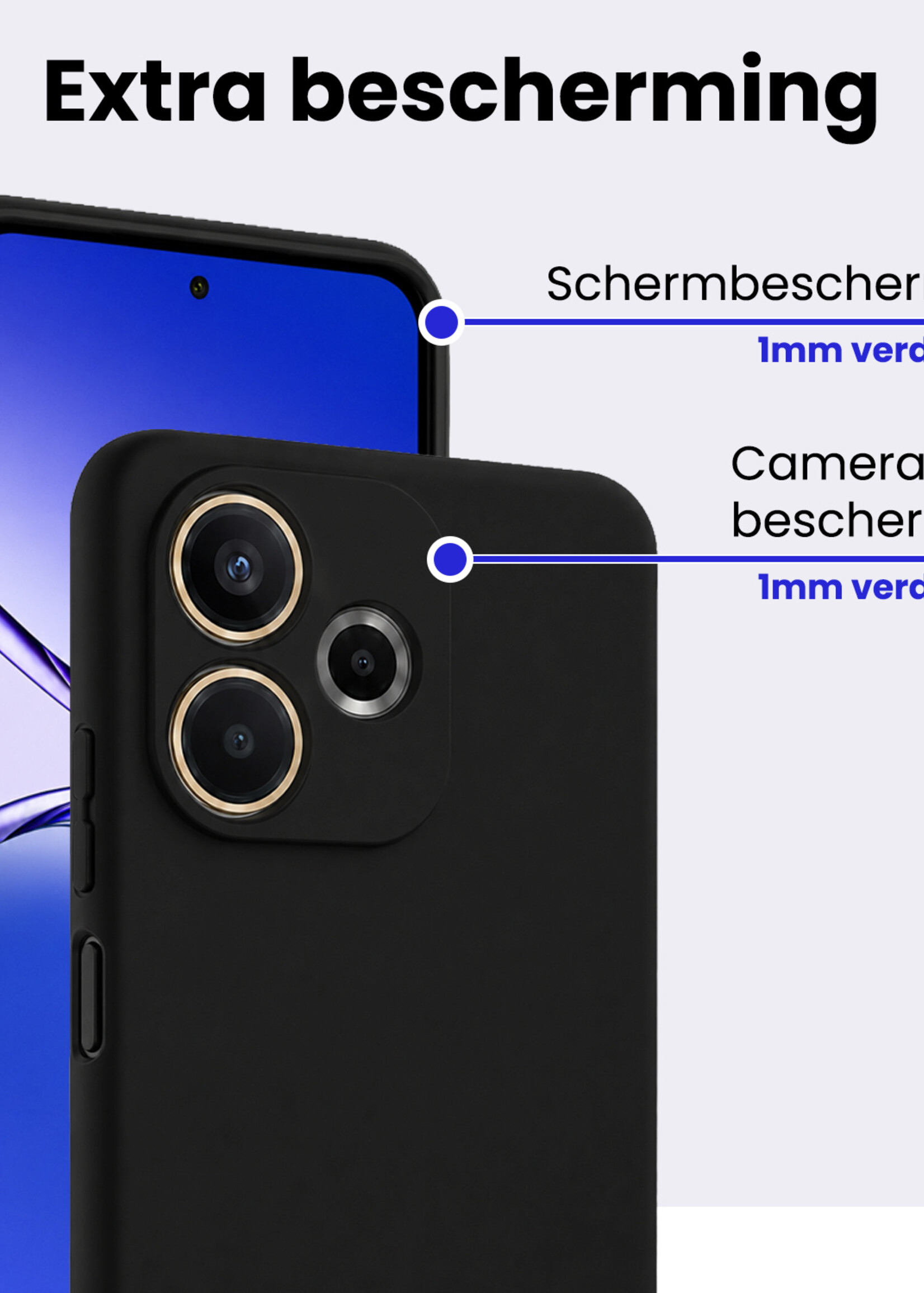 BTH BTH OPPO A5 Pro Hoesje Siliconen Met 2x Screenprotector - Zwart