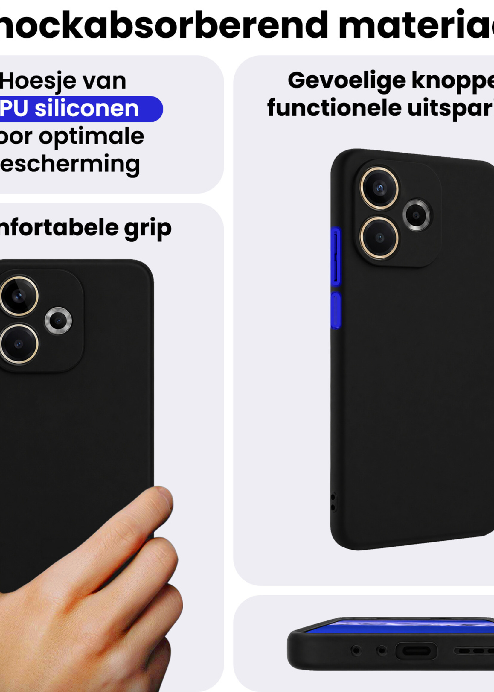 BTH BTH OPPO A5 Pro Hoesje Siliconen Met 2x Screenprotector - Zwart