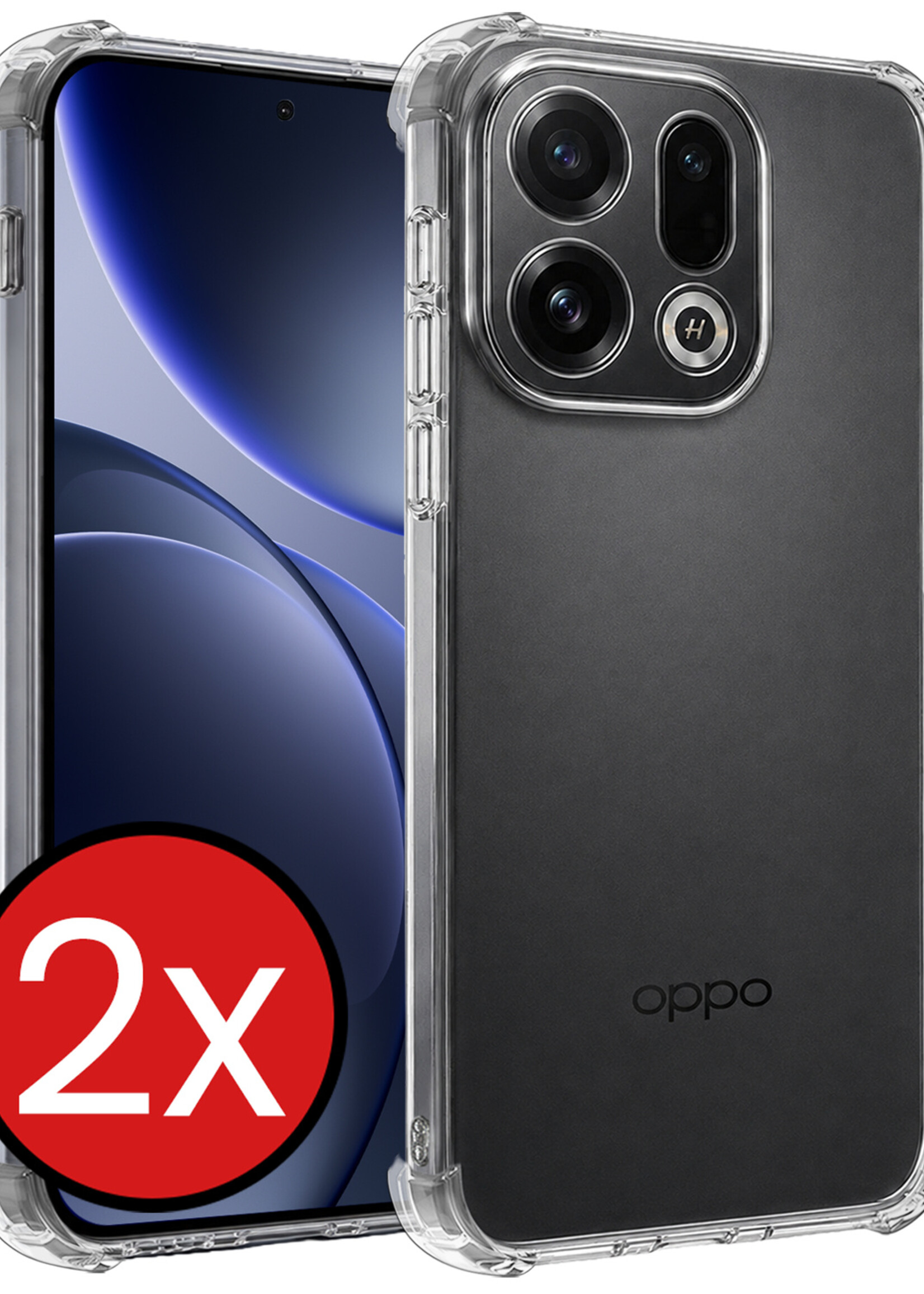 BTH BTH OPPO Find X9 Hoesje Shockproof - Transparant - 2 PACK