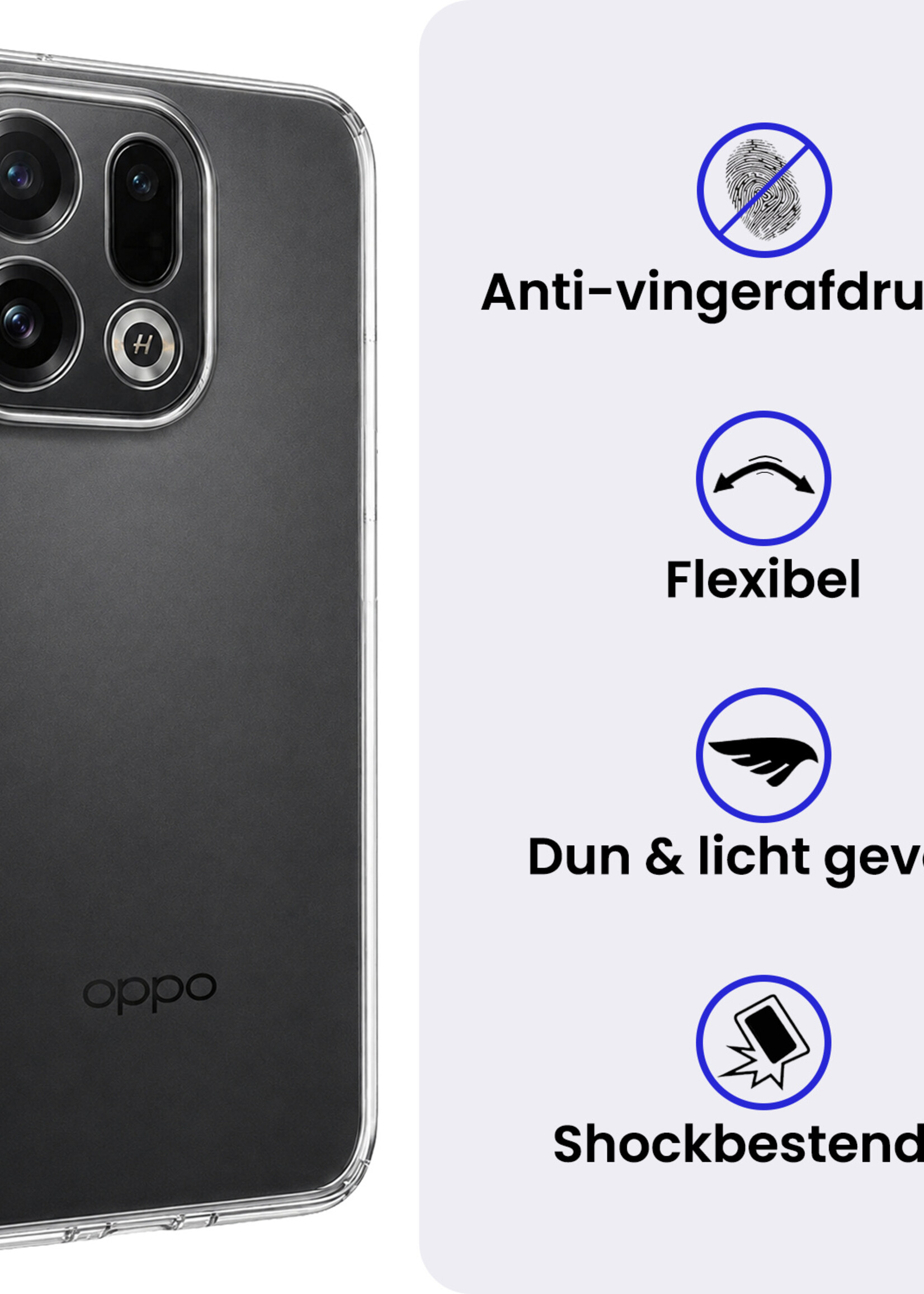 BTH BTH OPPO Find X9 Hoesje Siliconen Met 2x Screenprotector - Transparant