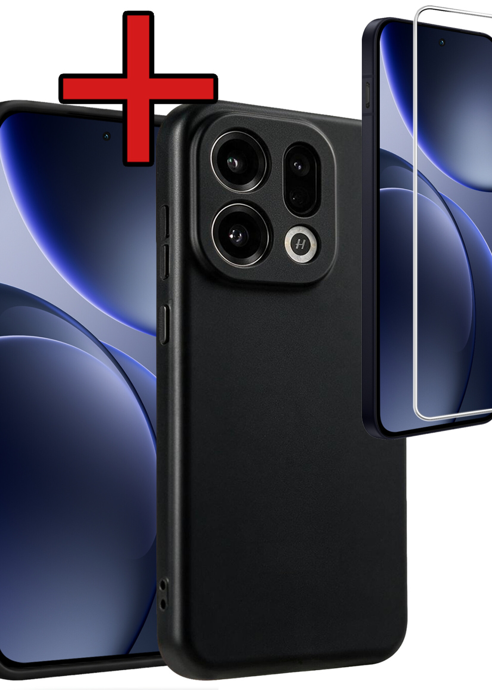 BTH BTH OPPO Find X9 Hoesje Siliconen Met Screenprotector - Zwart