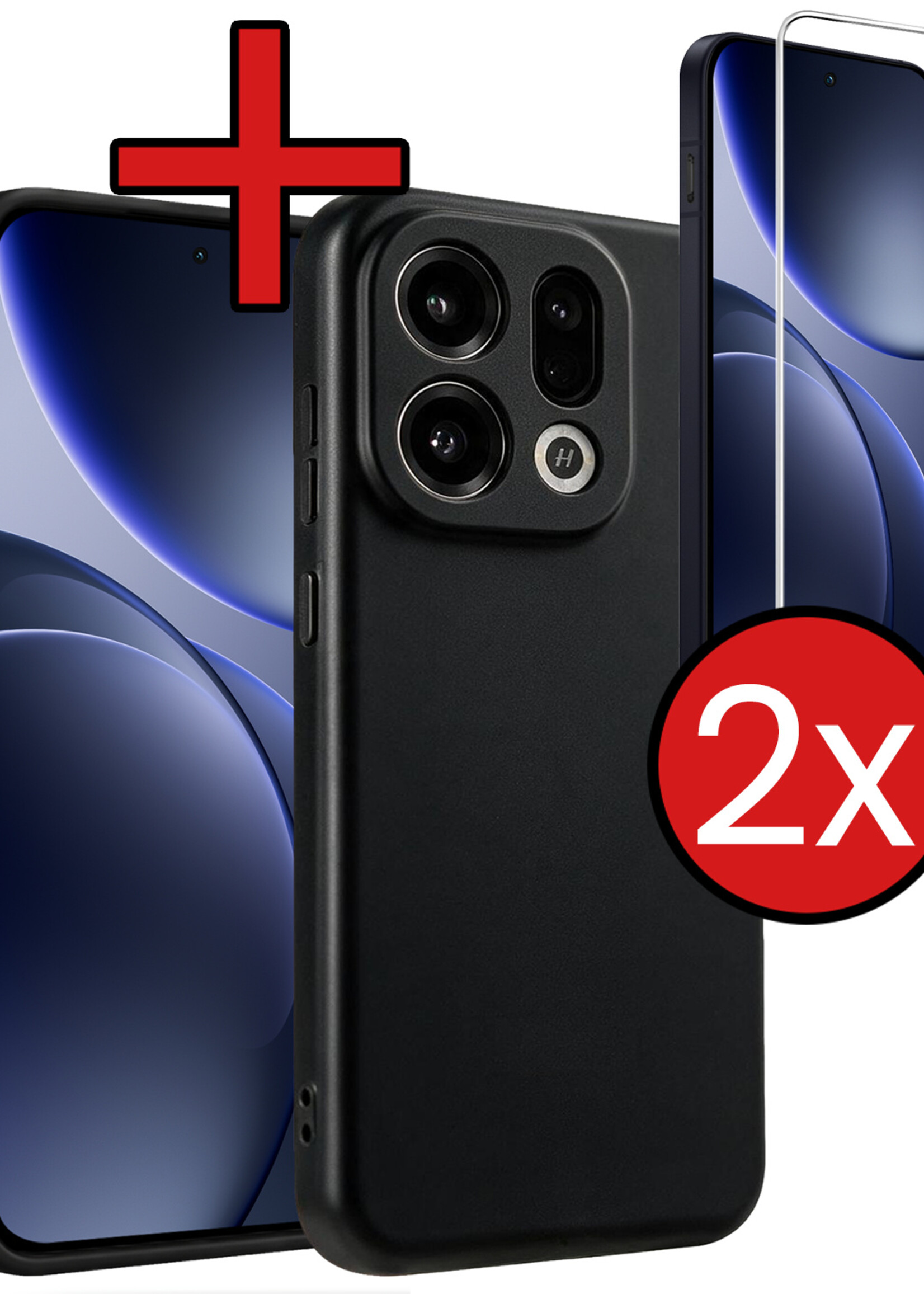 BTH BTH OPPO Find X9 Hoesje Siliconen Met 2x Screenprotector - Zwart