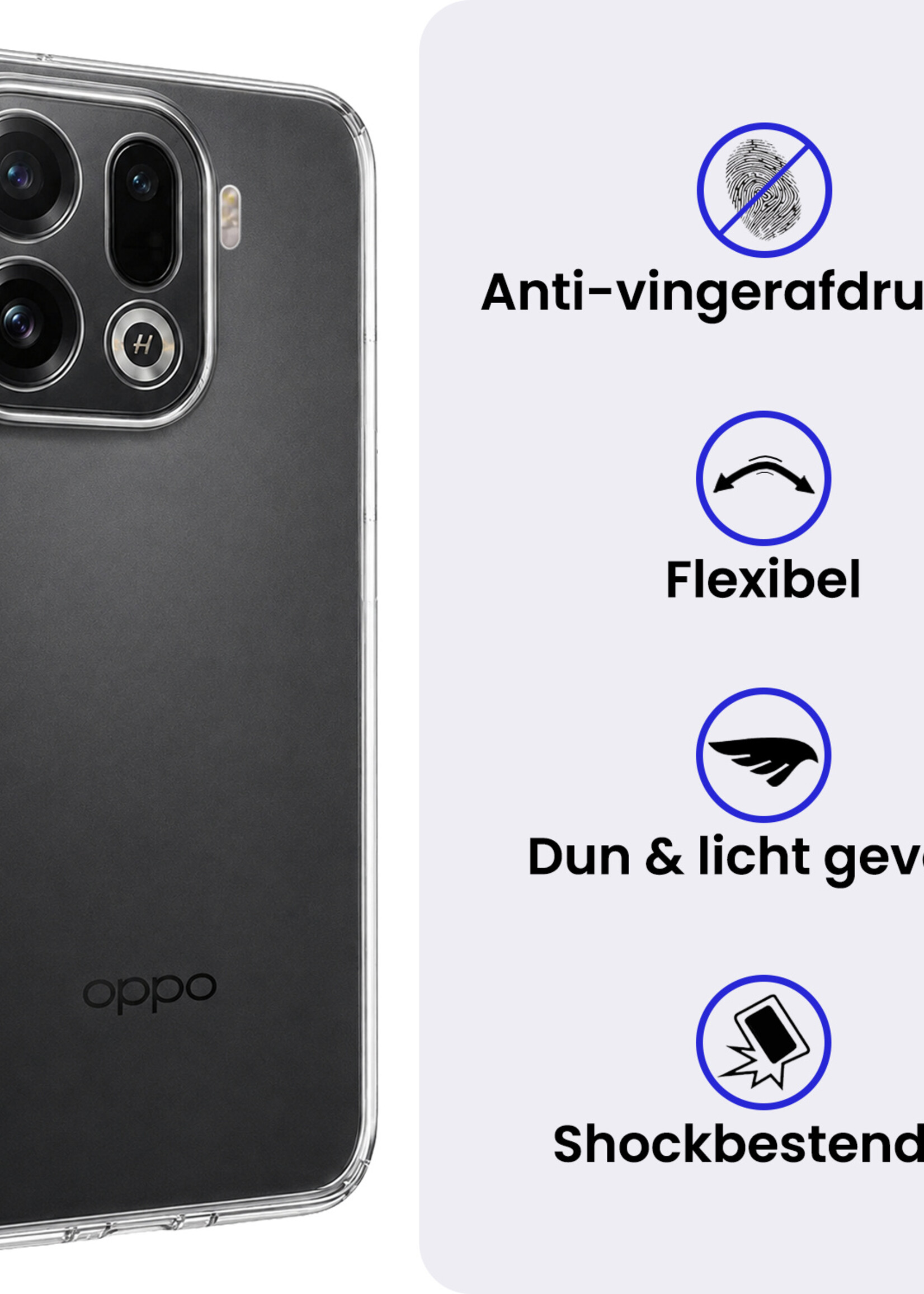 BTH BTH OPPO Find X9 Pro Hoesje Siliconen - Transparant - 2 PACK