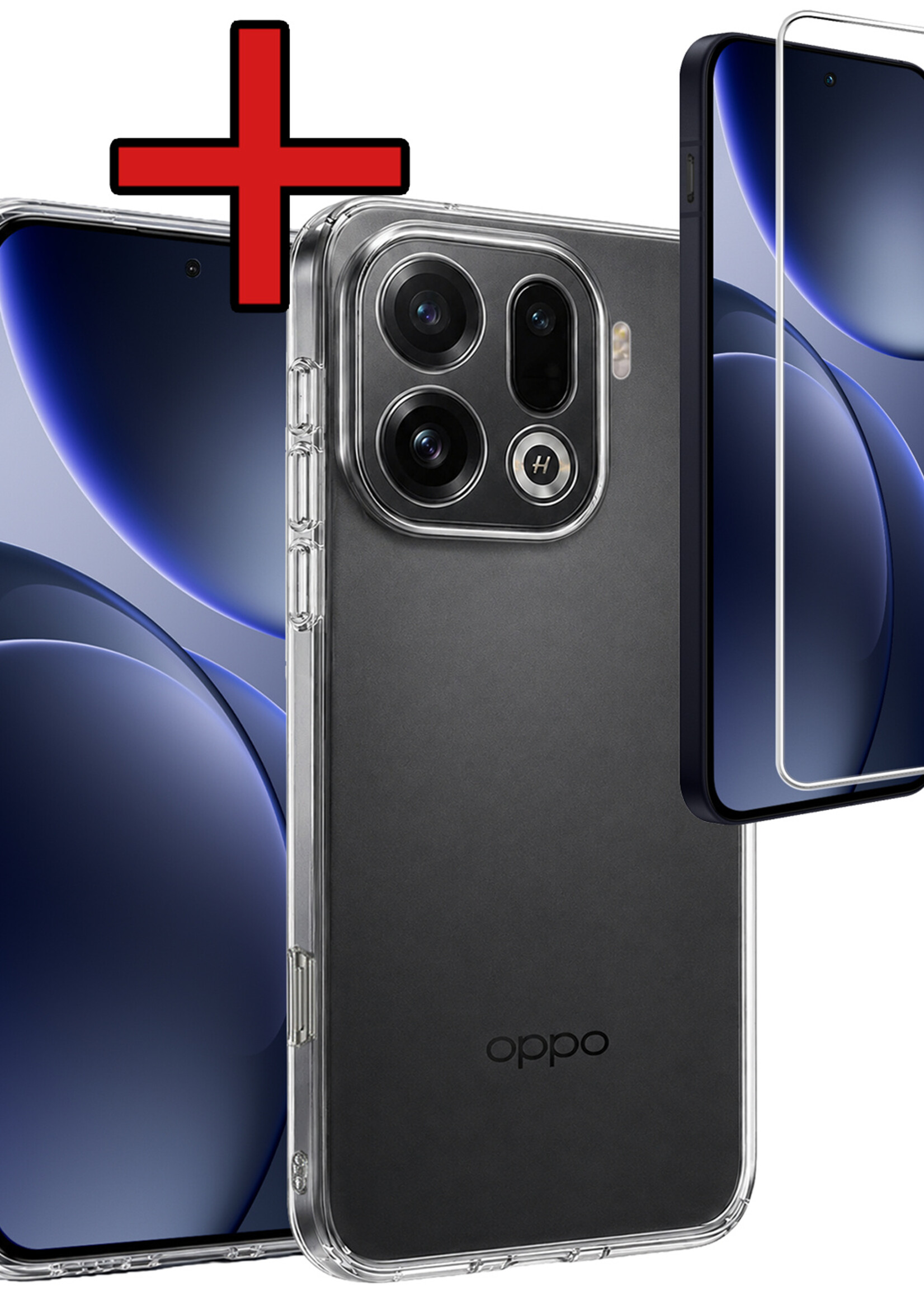 BTH BTH OPPO Find X9 Pro Hoesje Siliconen Met Screenprotector - Transparant