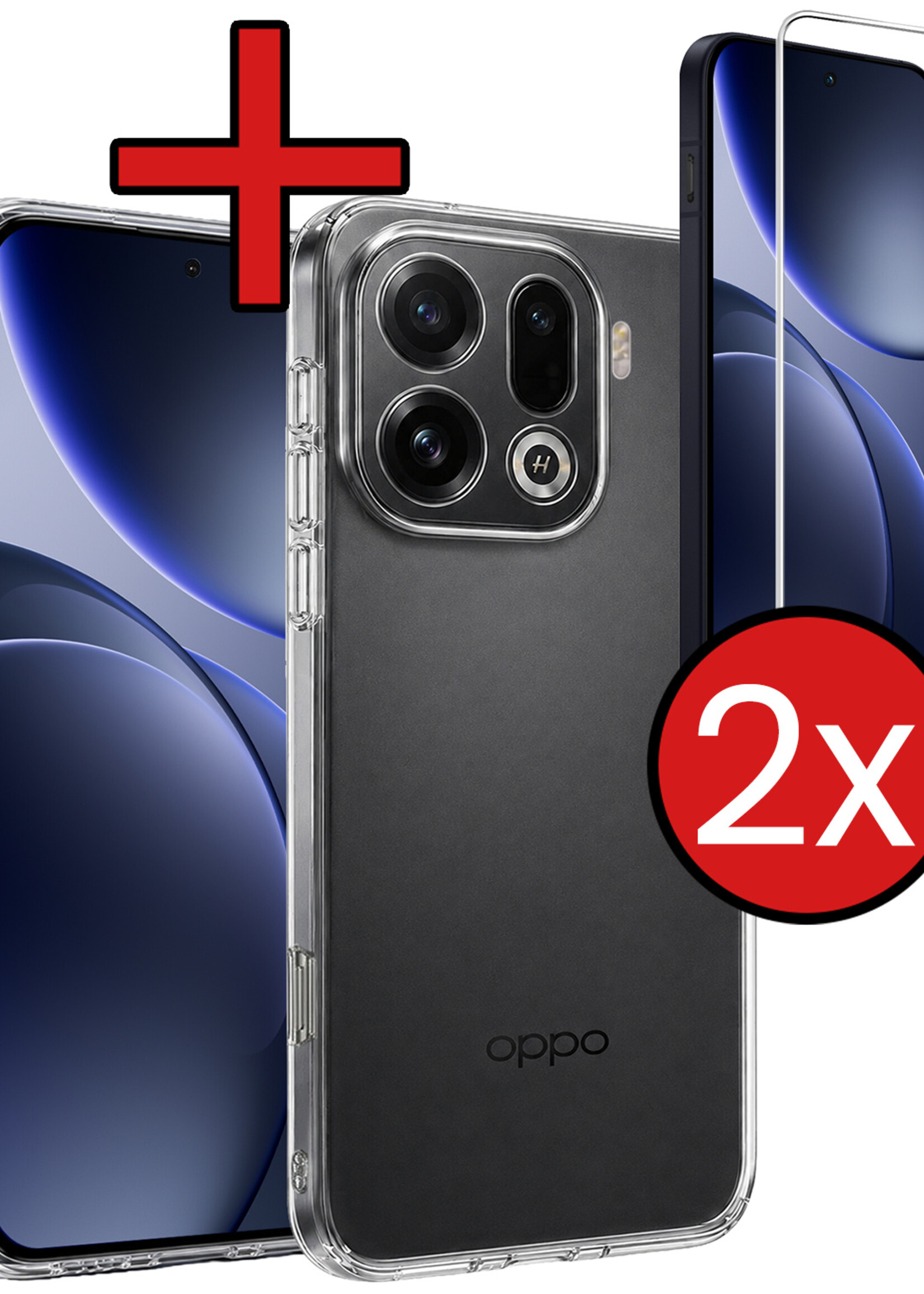 BTH BTH OPPO Find X9 Pro Hoesje Siliconen Met 2x Screenprotector - Transparant