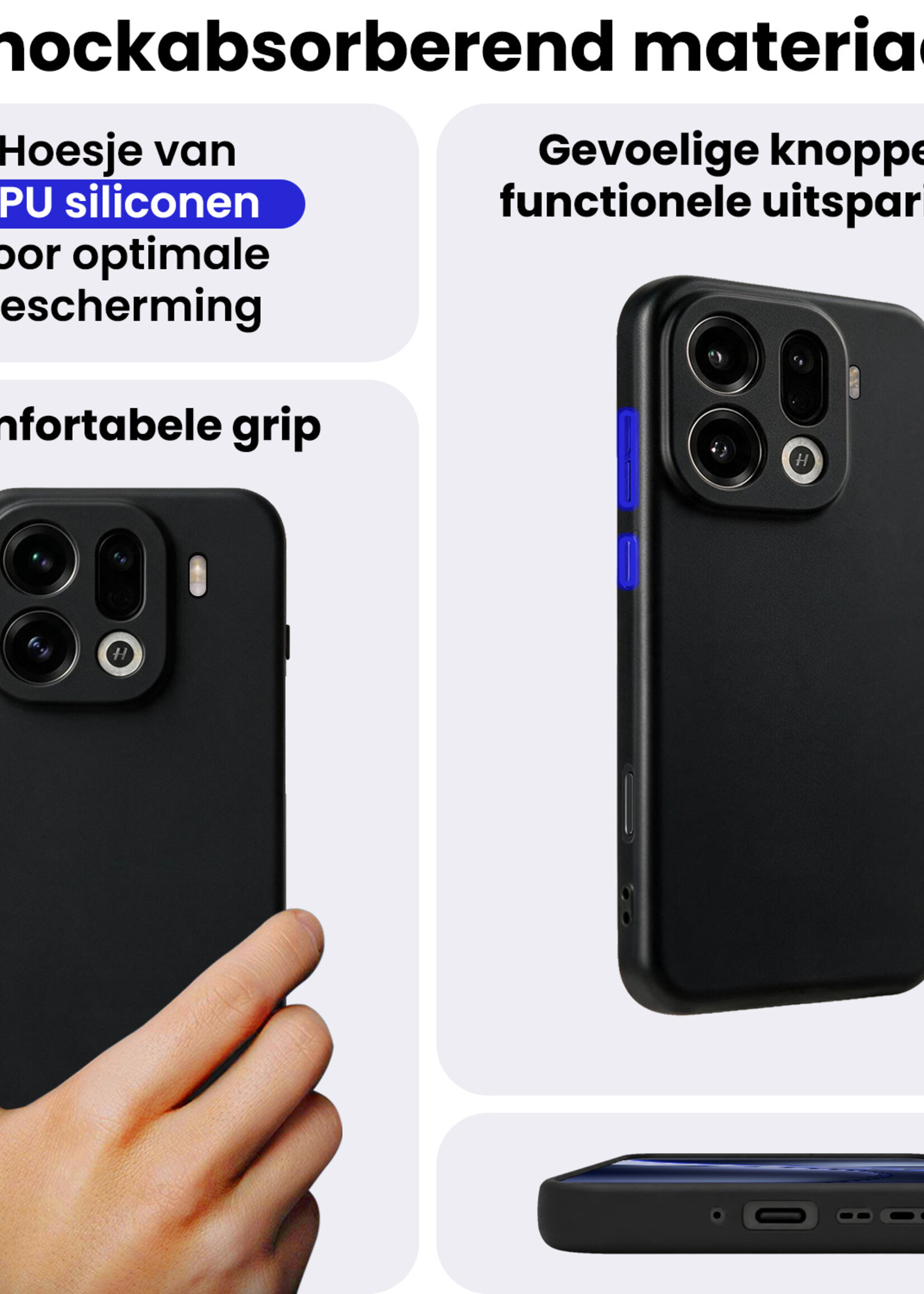 BTH BTH OPPO Find X9 Pro Hoesje Siliconen - Zwart - 2 PACK